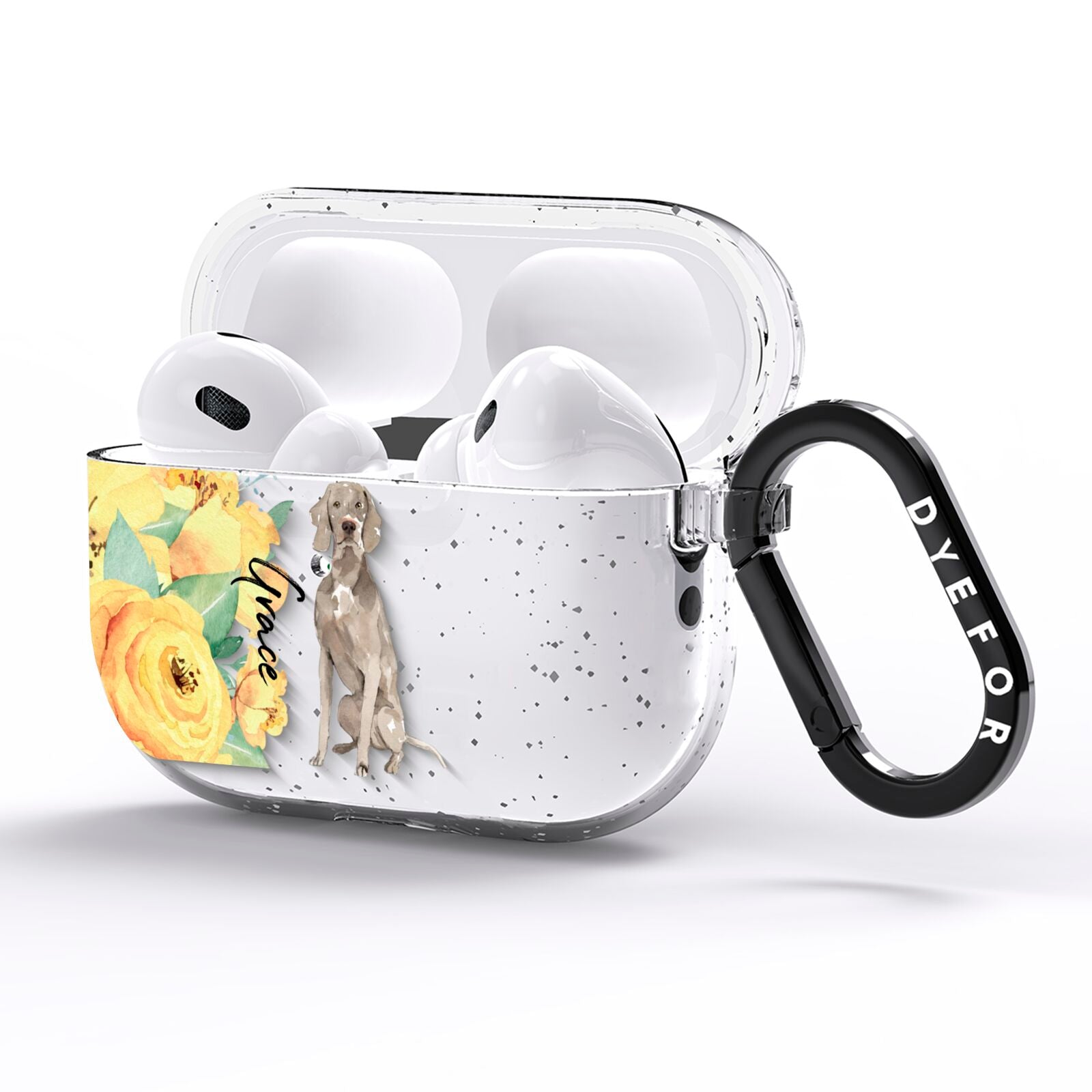 Personalised Weimaraner AirPods Pro Glitter Case Side Image