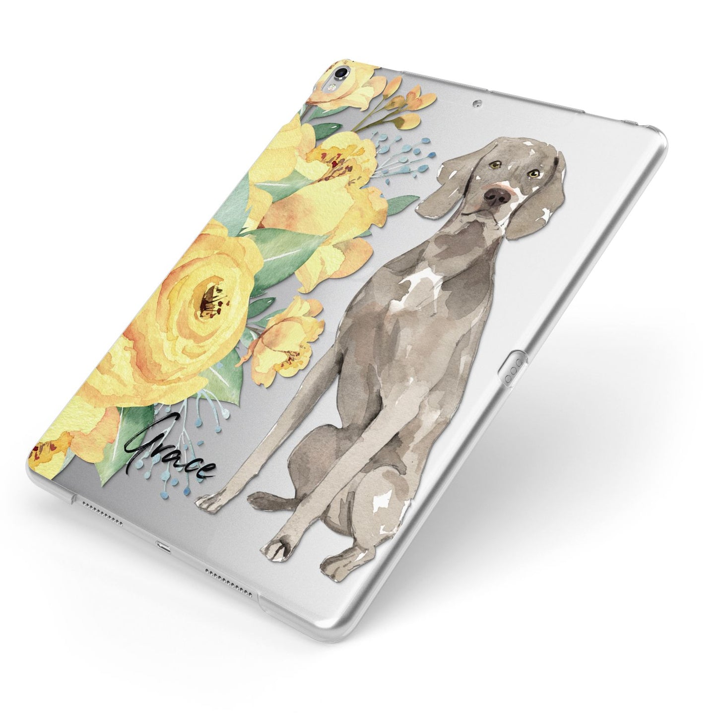 Personalised Weimaraner Apple iPad Case on Silver iPad Side View
