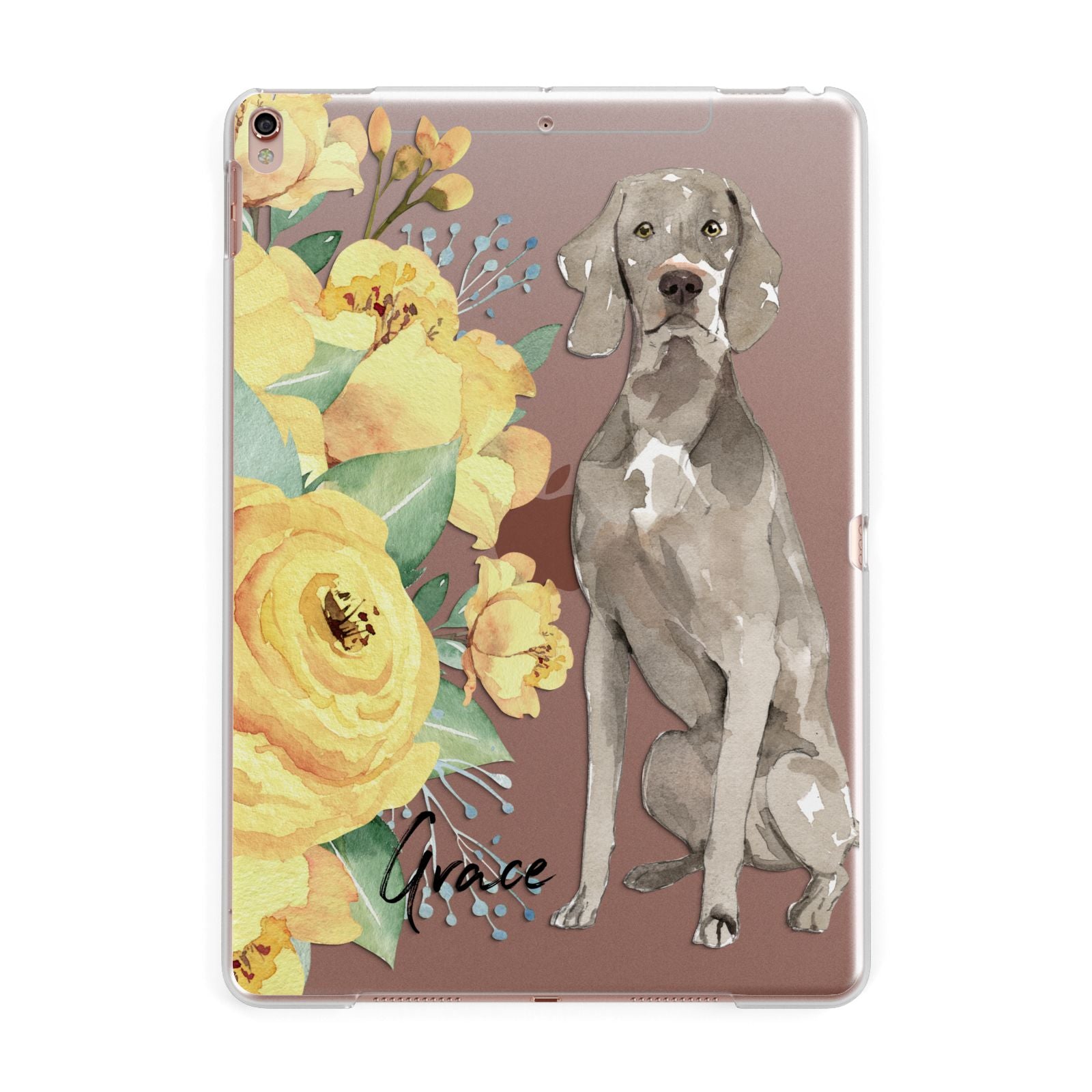 Personalised Weimaraner Apple iPad Rose Gold Case