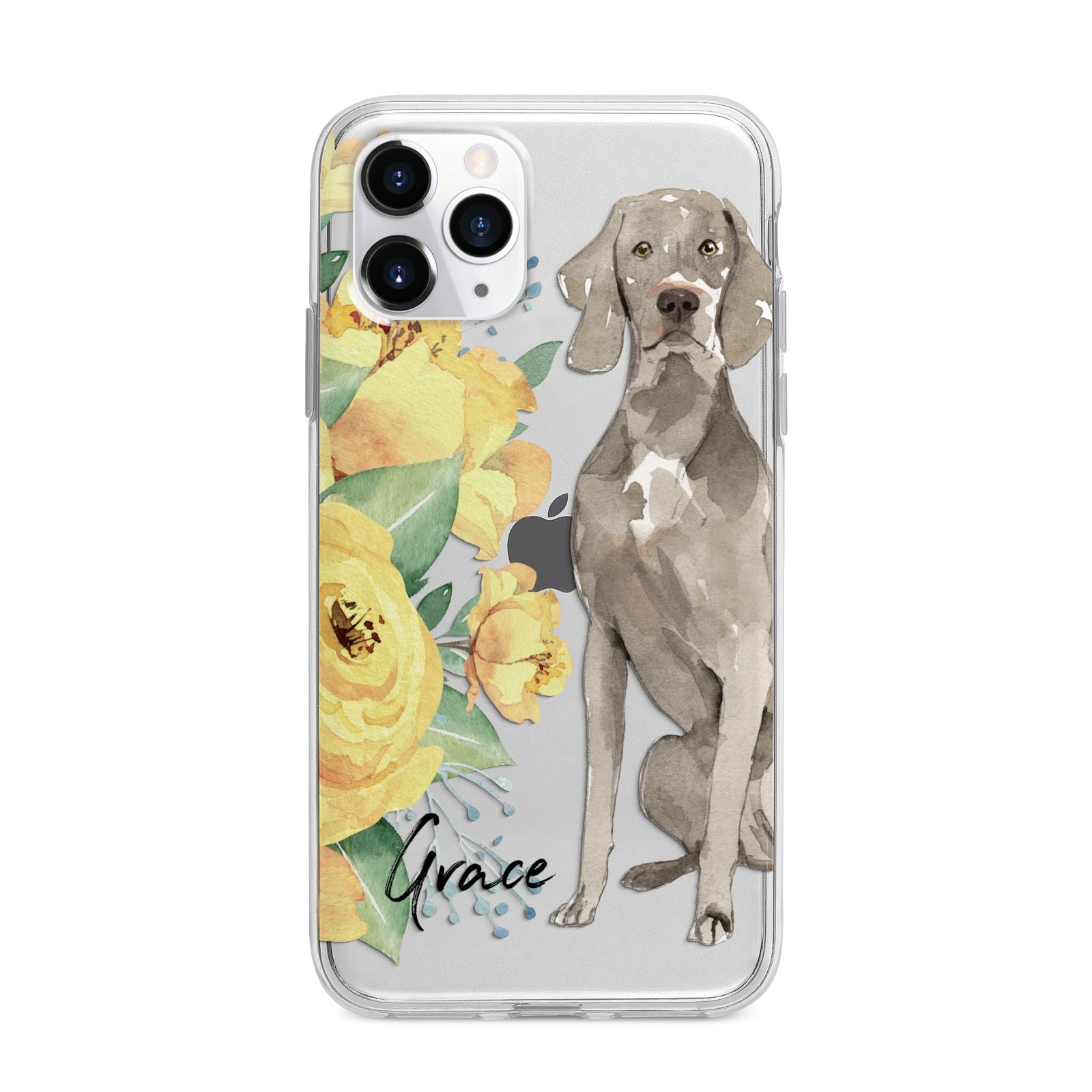 Personalised Weimaraner Apple iPhone 11 Pro in Silver with Bumper Case