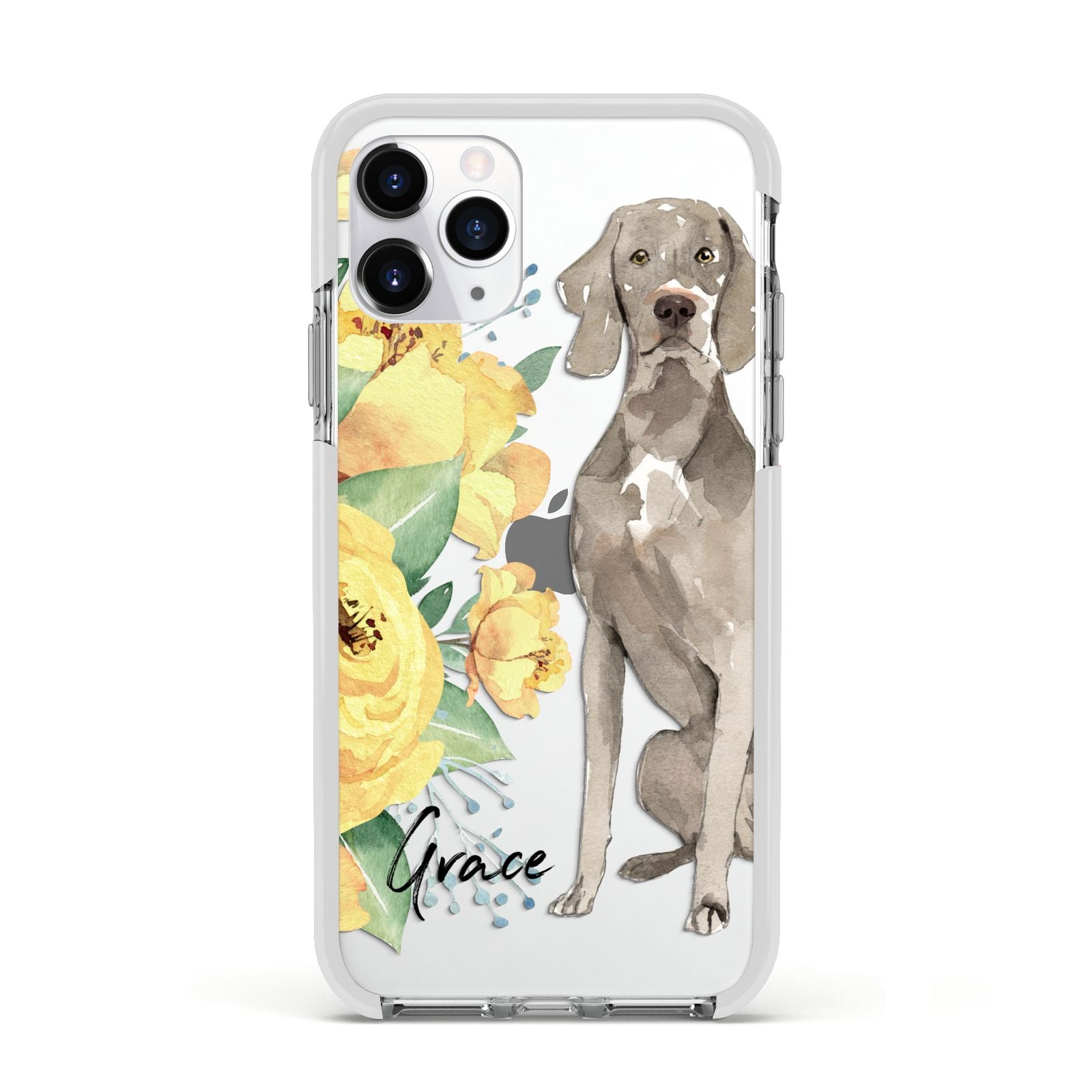 Personalised Weimaraner Apple iPhone 11 Pro in Silver with White Impact Case