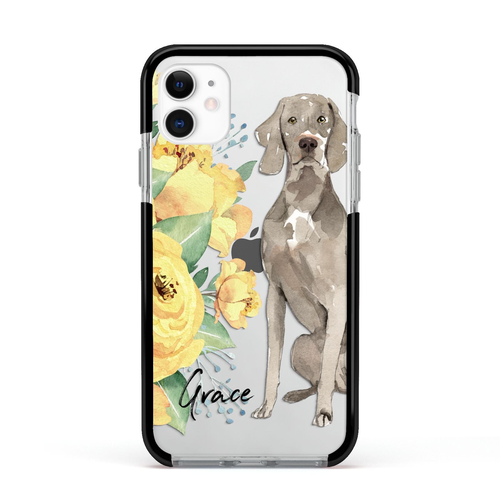 Personalised Weimaraner Apple iPhone 11 in White with Black Impact Case