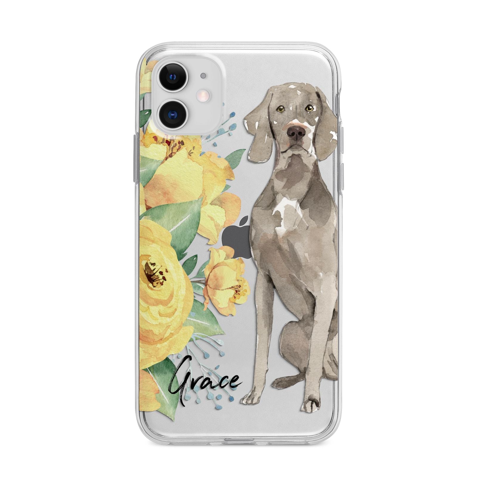 Personalised Weimaraner Apple iPhone 11 in White with Bumper Case