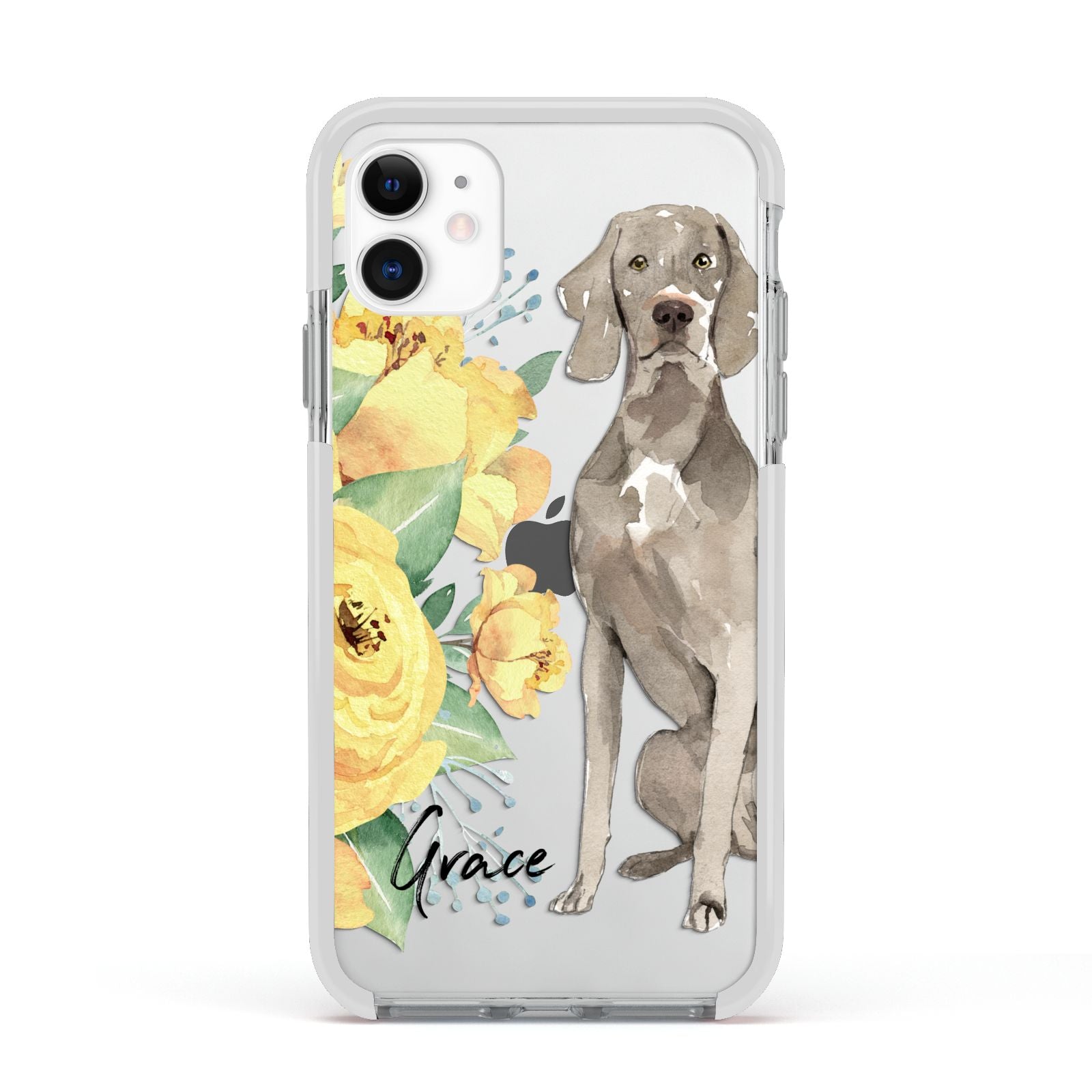 Personalised Weimaraner Apple iPhone 11 in White with White Impact Case