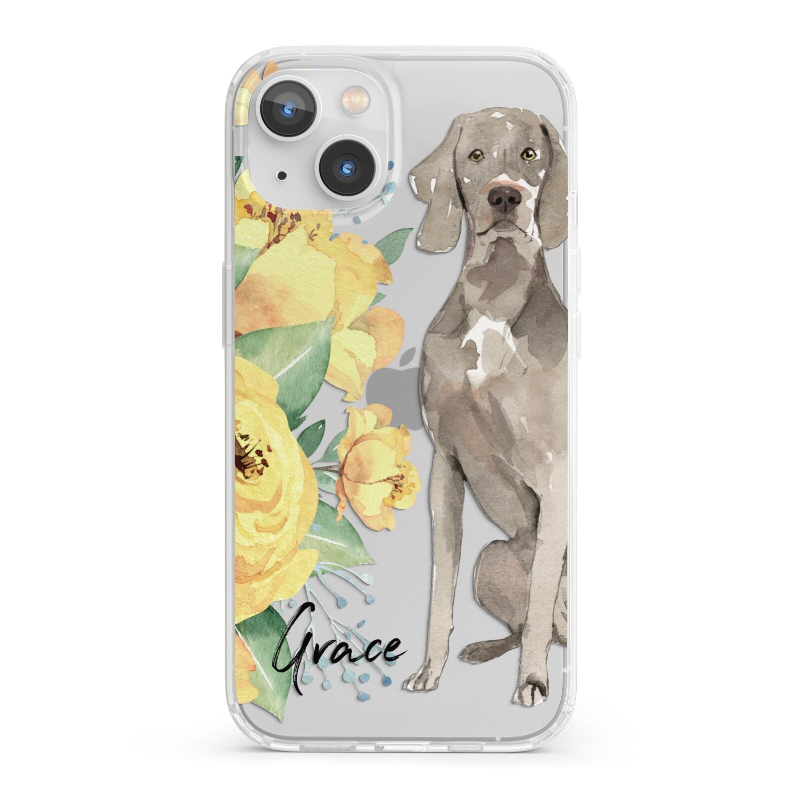 Personalised Weimaraner iPhone 13 Clear Bumper Case