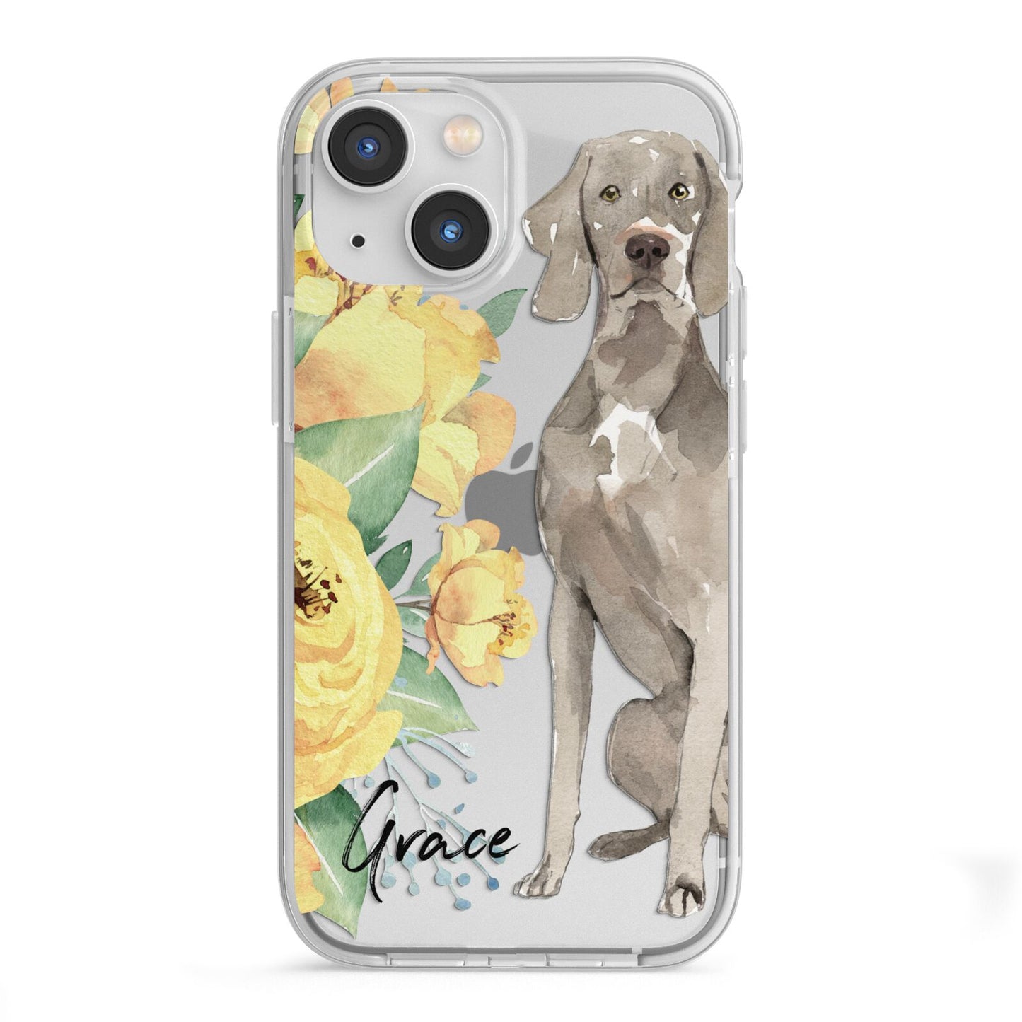 Personalised Weimaraner iPhone 13 Mini TPU Impact Case with White Edges