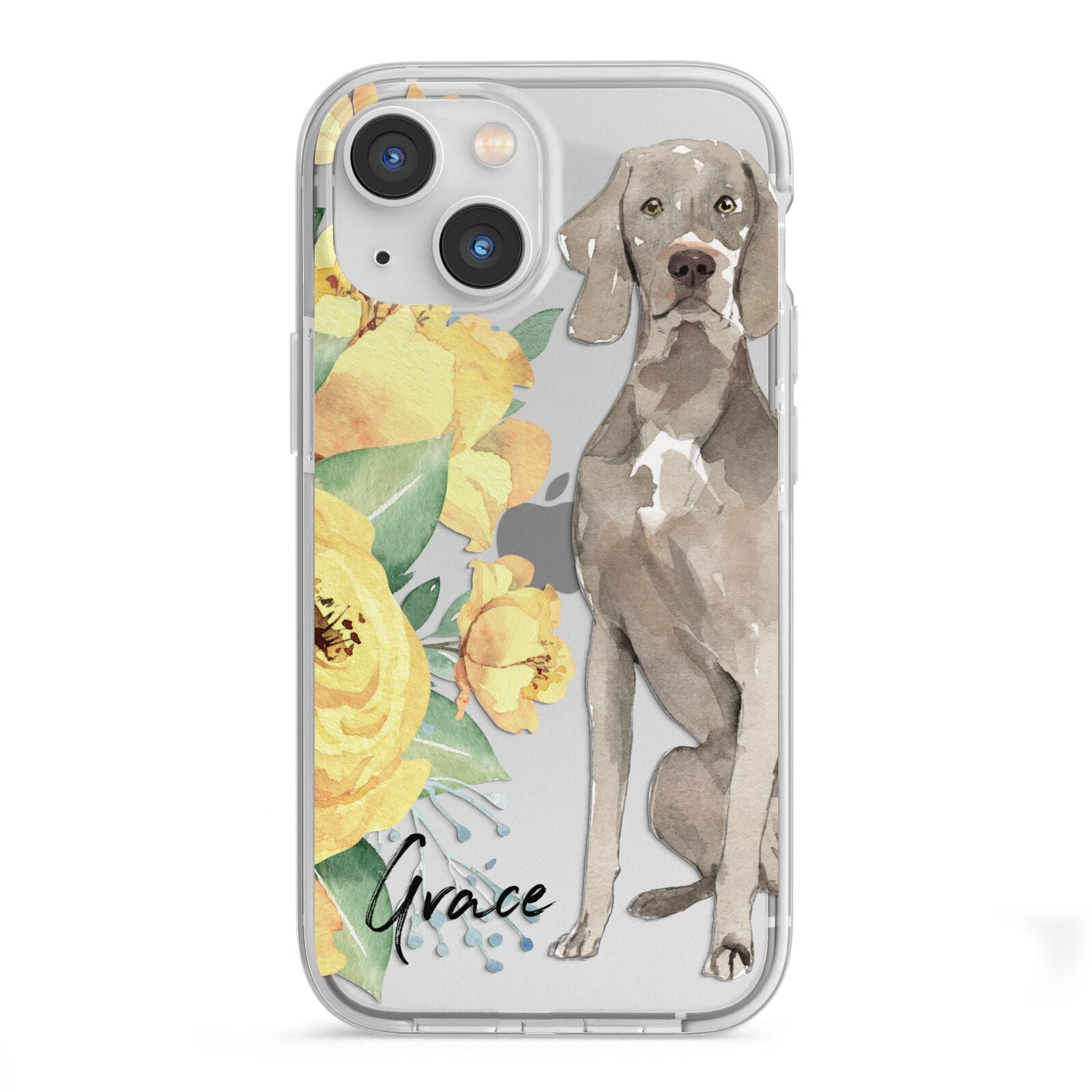 Personalised Weimaraner iPhone 13 Mini TPU Impact Case with White Edges