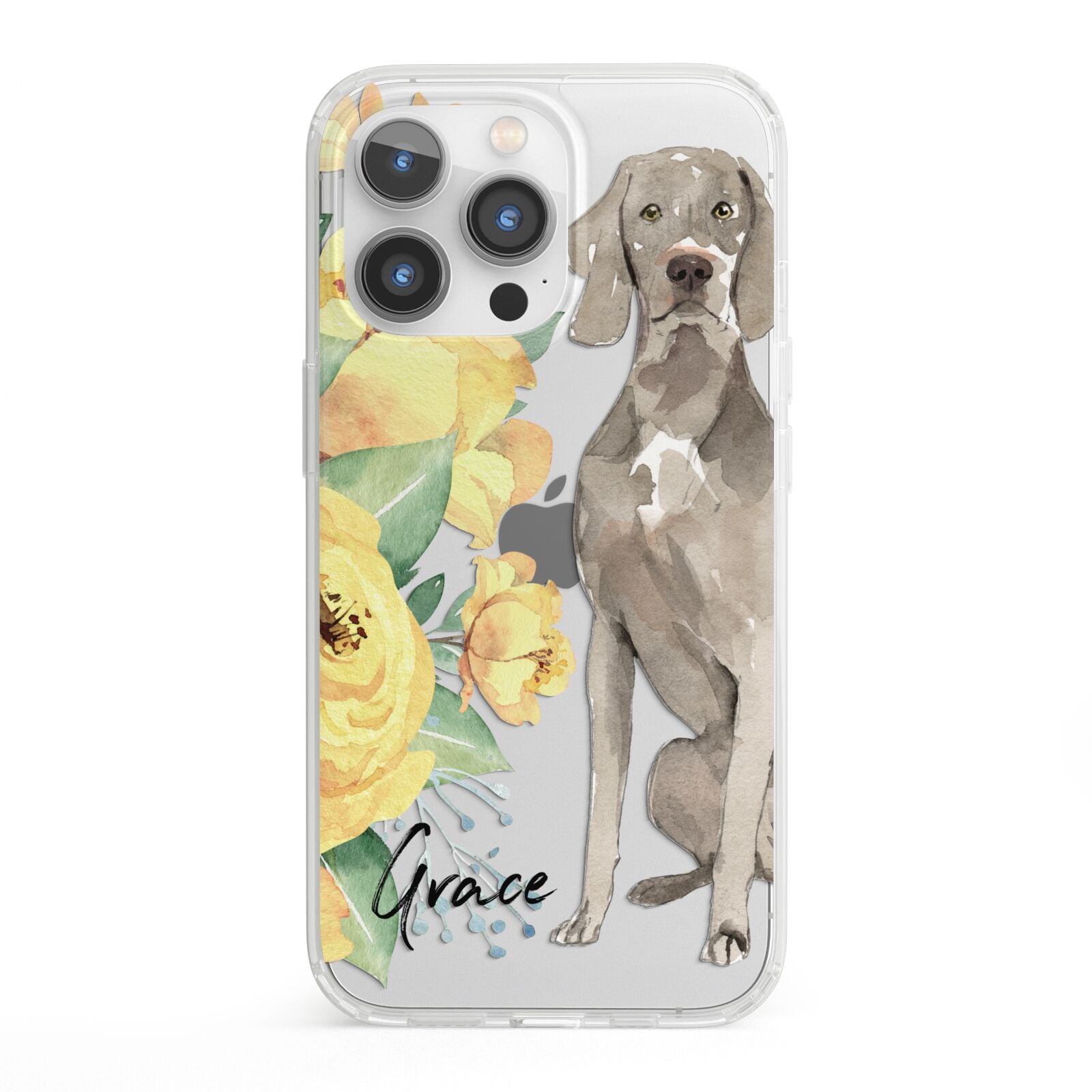 Personalised Weimaraner iPhone 13 Pro Clear Bumper Case