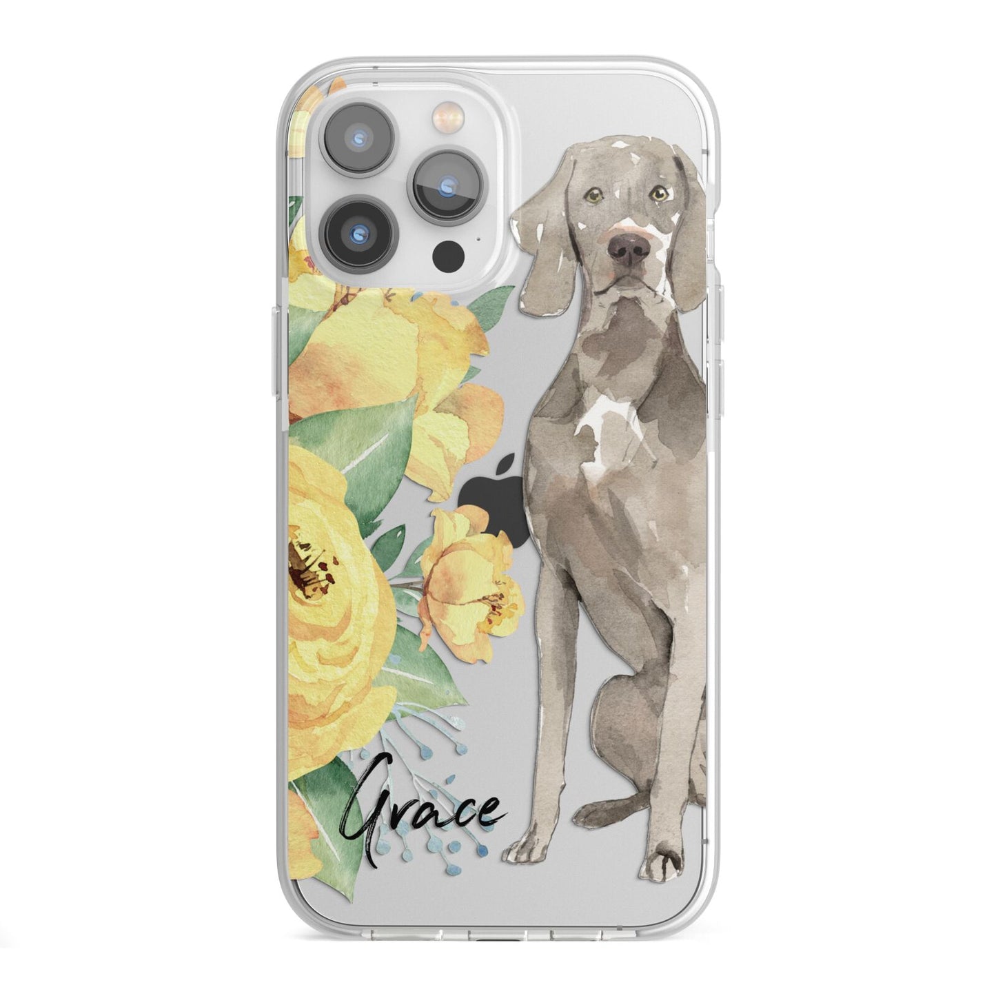 Personalised Weimaraner iPhone 13 Pro Max TPU Impact Case with White Edges