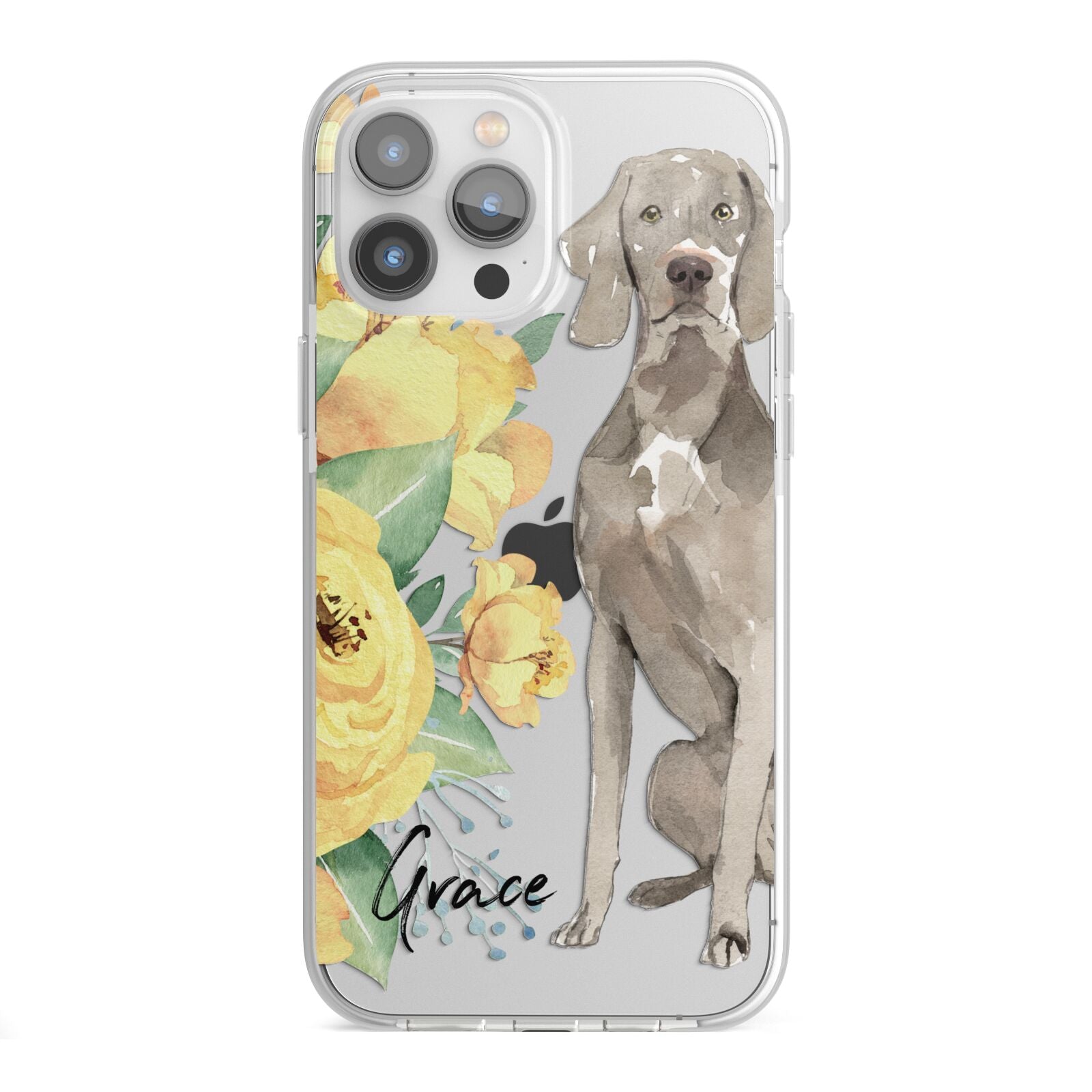 Personalised Weimaraner iPhone 13 Pro Max TPU Impact Case with White Edges