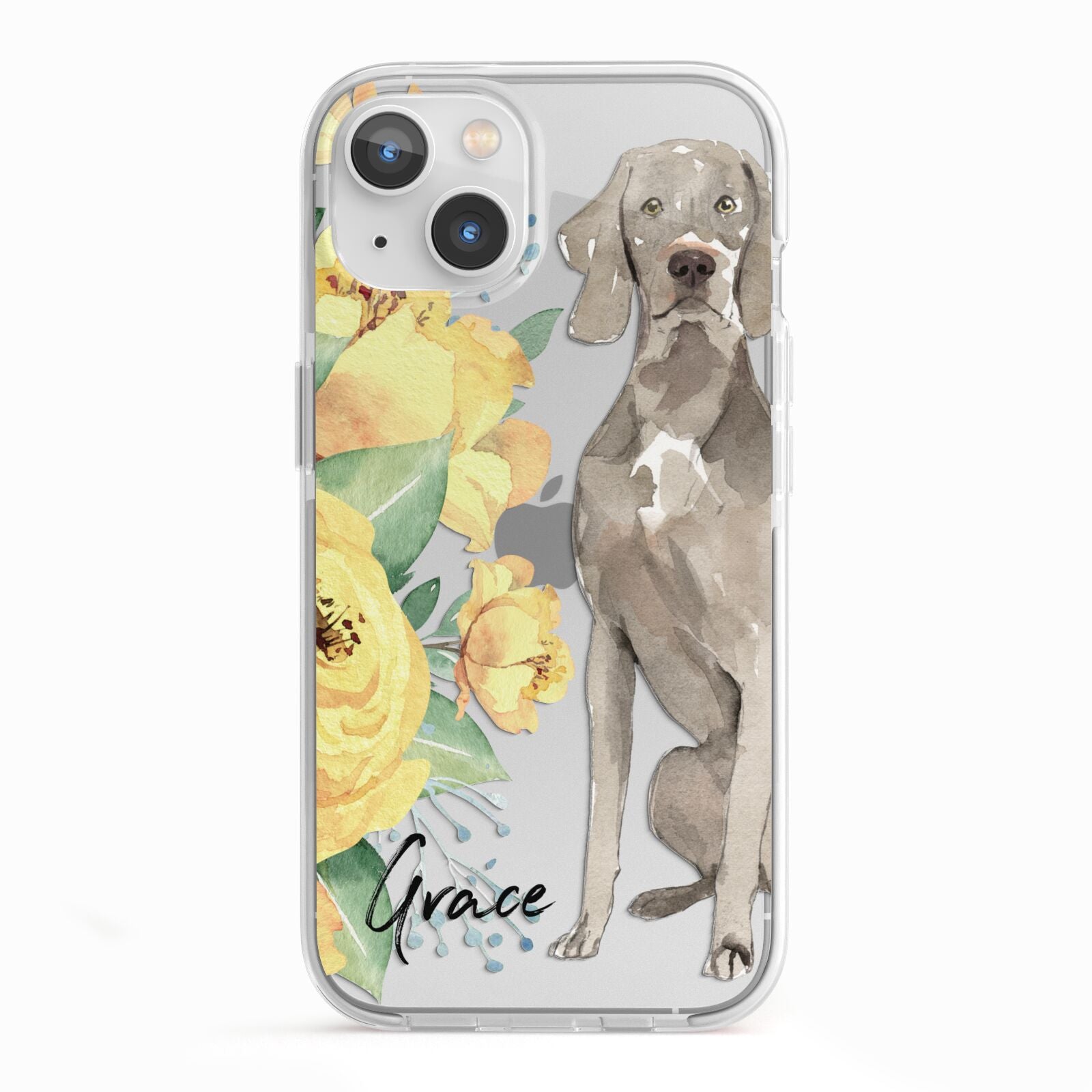 Personalised Weimaraner iPhone 13 TPU Impact Case with White Edges