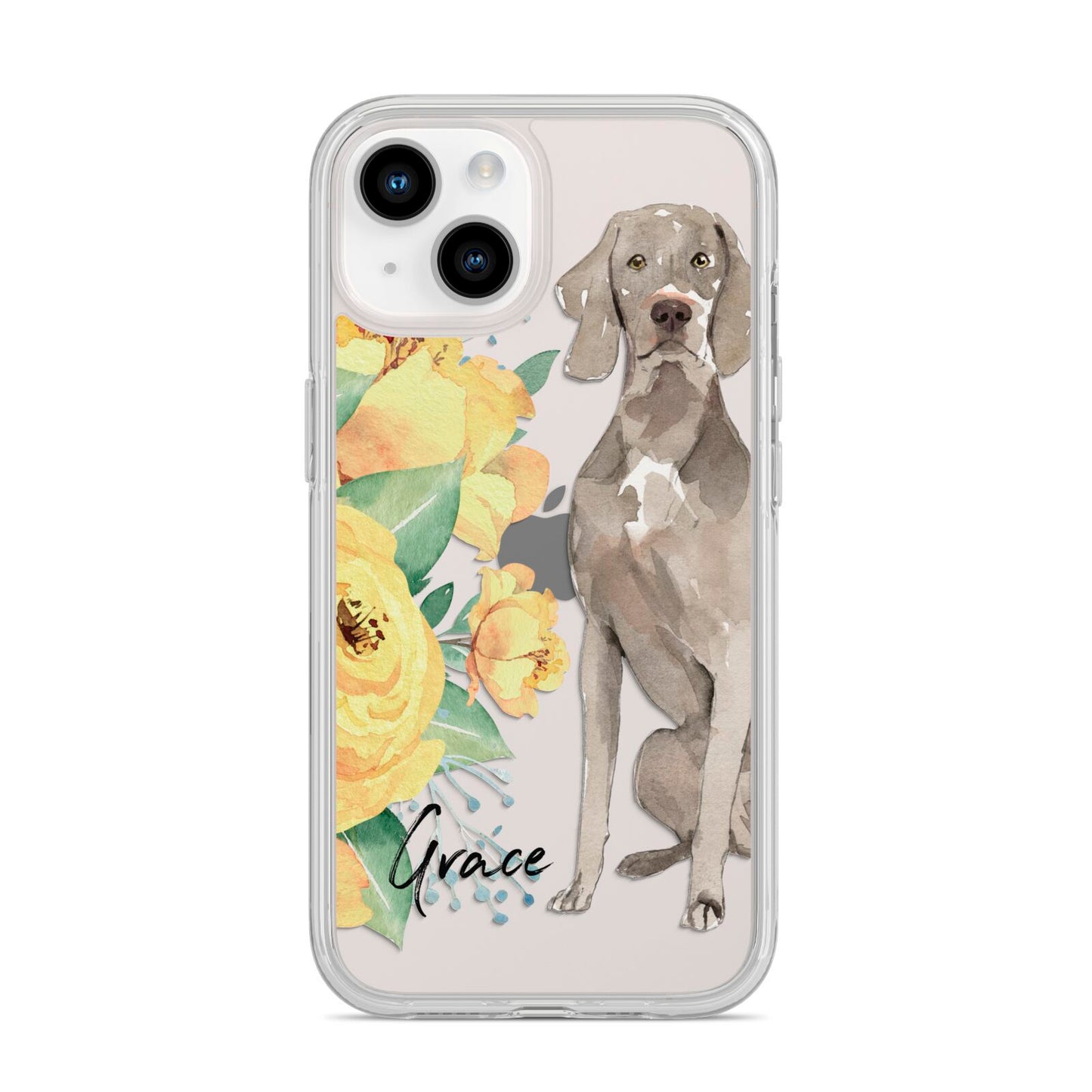 Personalised Weimaraner iPhone 14 Clear Tough Case Starlight