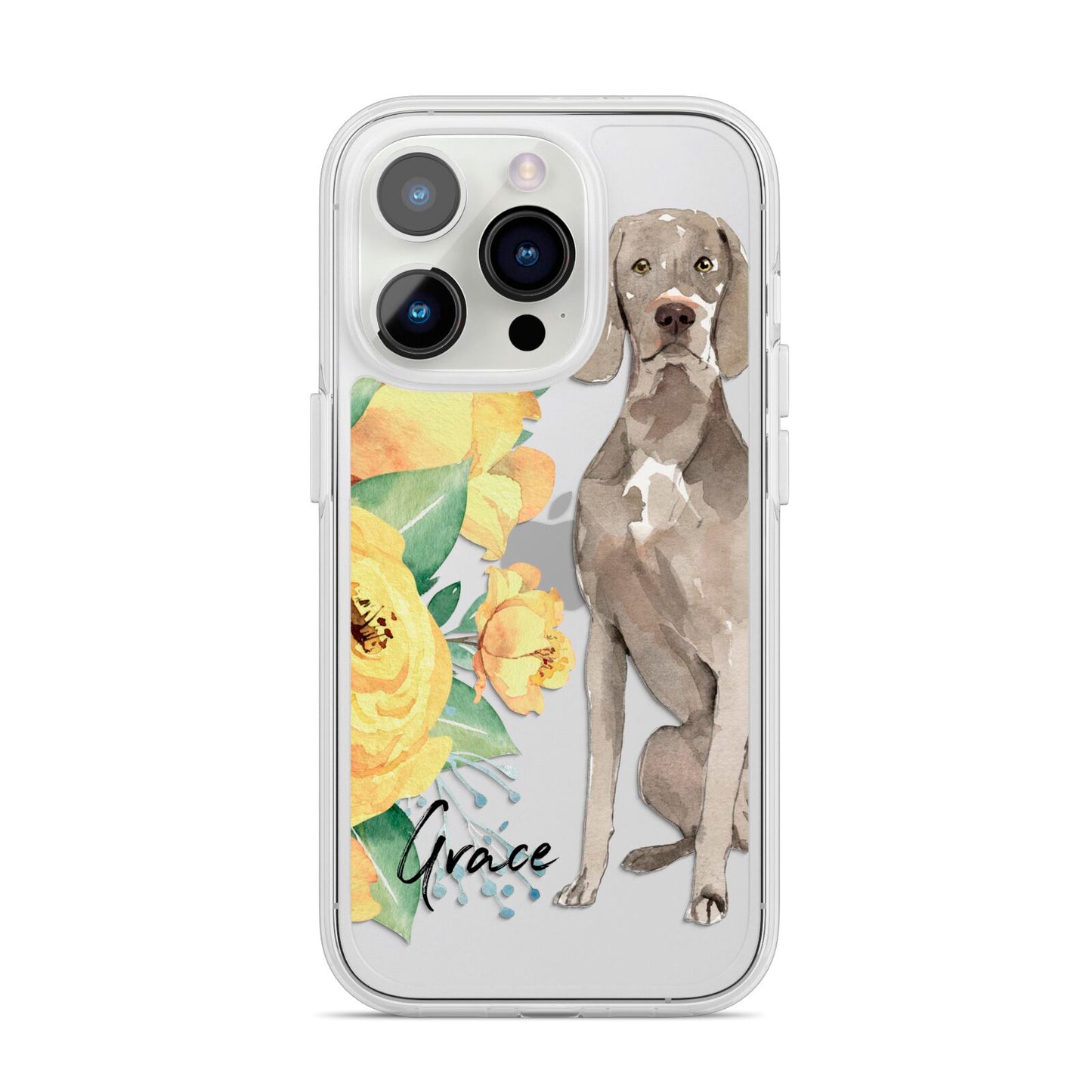 Personalised Weimaraner iPhone 14 Pro Clear Tough Case Silver