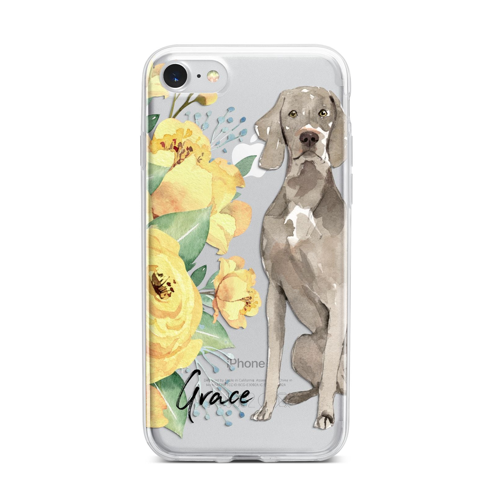 Personalised Weimaraner iPhone 7 Bumper Case on Silver iPhone
