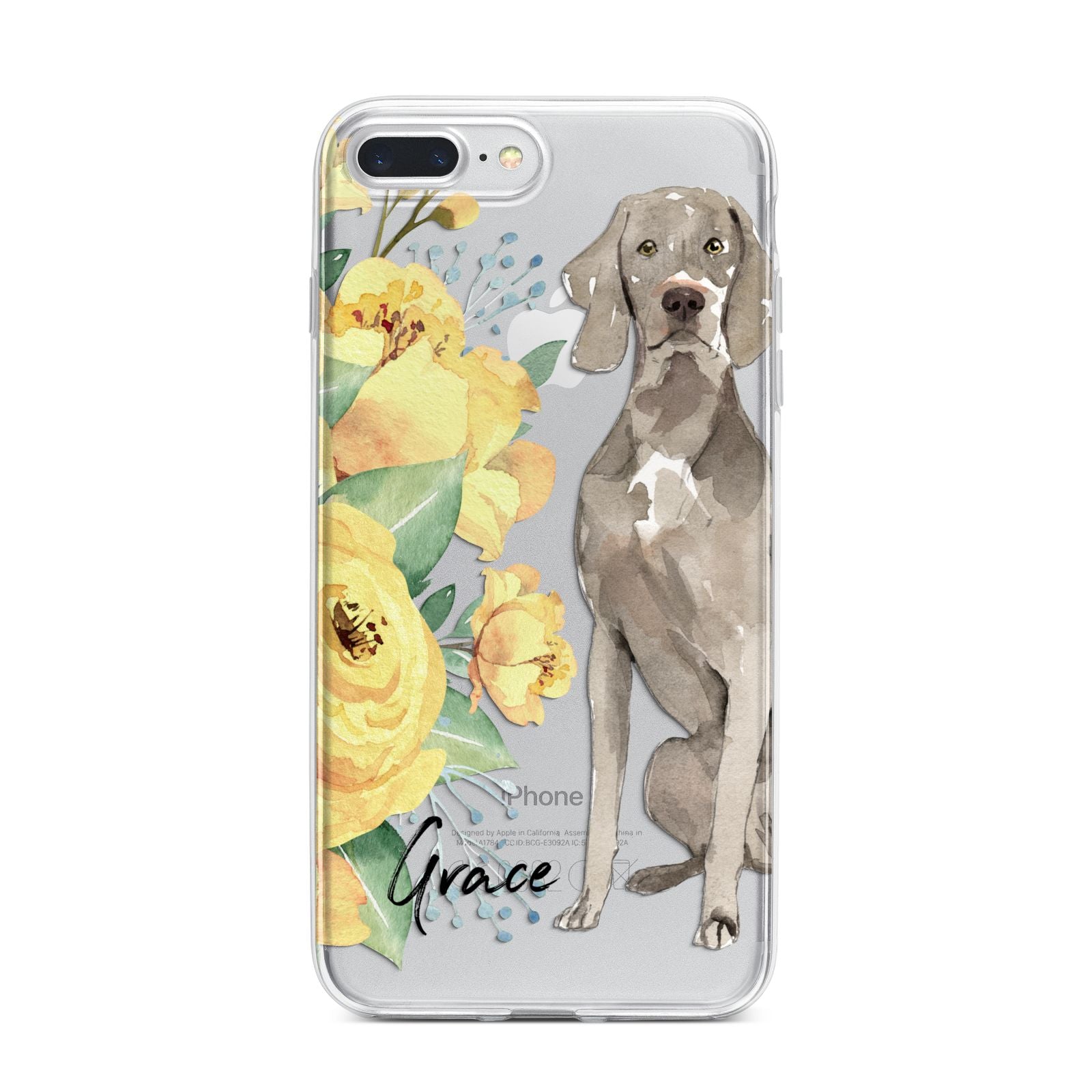 Personalised Weimaraner iPhone 7 Plus Bumper Case on Silver iPhone
