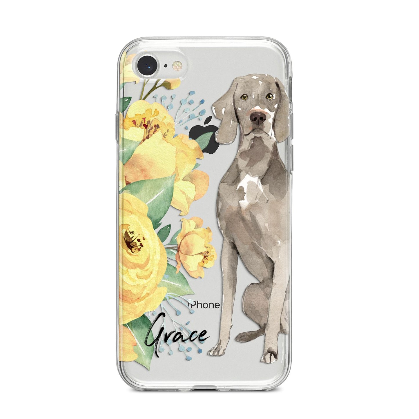 Personalised Weimaraner iPhone 8 Bumper Case on Silver iPhone