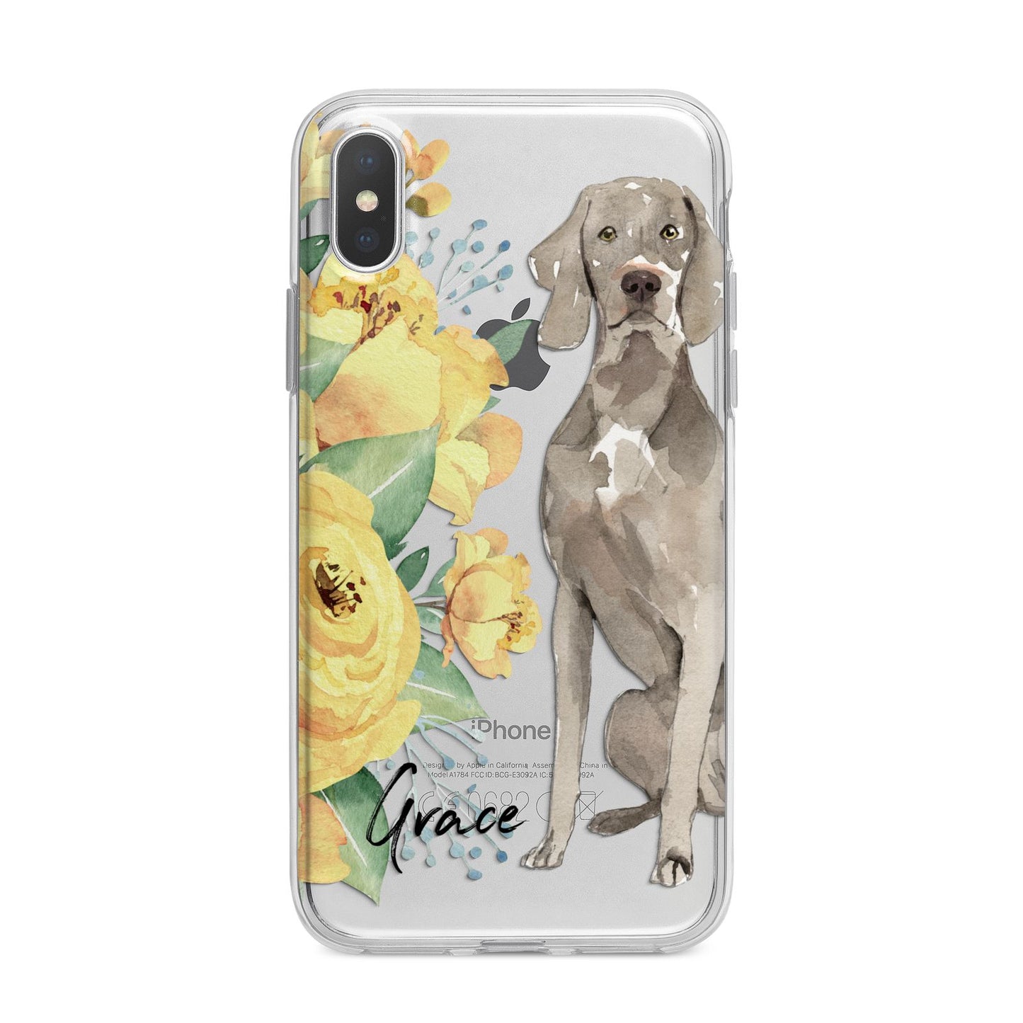 Personalised Weimaraner iPhone X Bumper Case on Silver iPhone Alternative Image 1