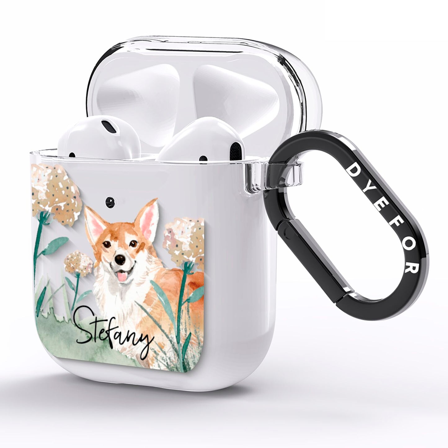 Personalised Welsh Corgi Dog AirPods Clear Case Side Image