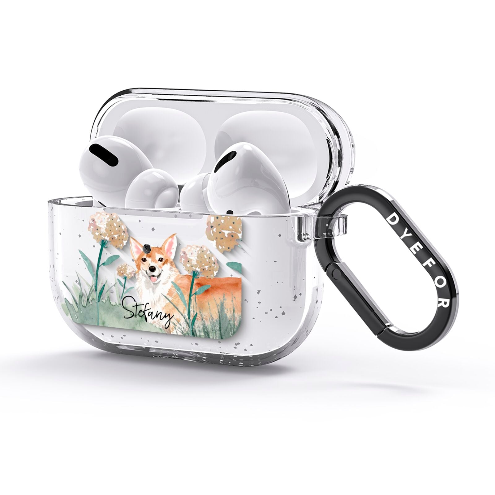 Personalised Welsh Corgi Dog AirPods Glitter Case 3rd Gen Side Image