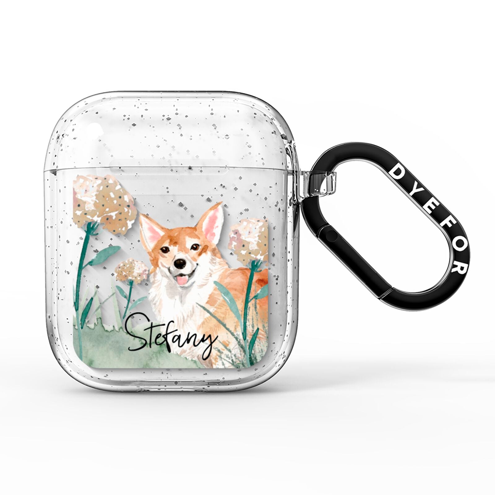 Personalised Welsh Corgi Dog AirPods Glitter Case