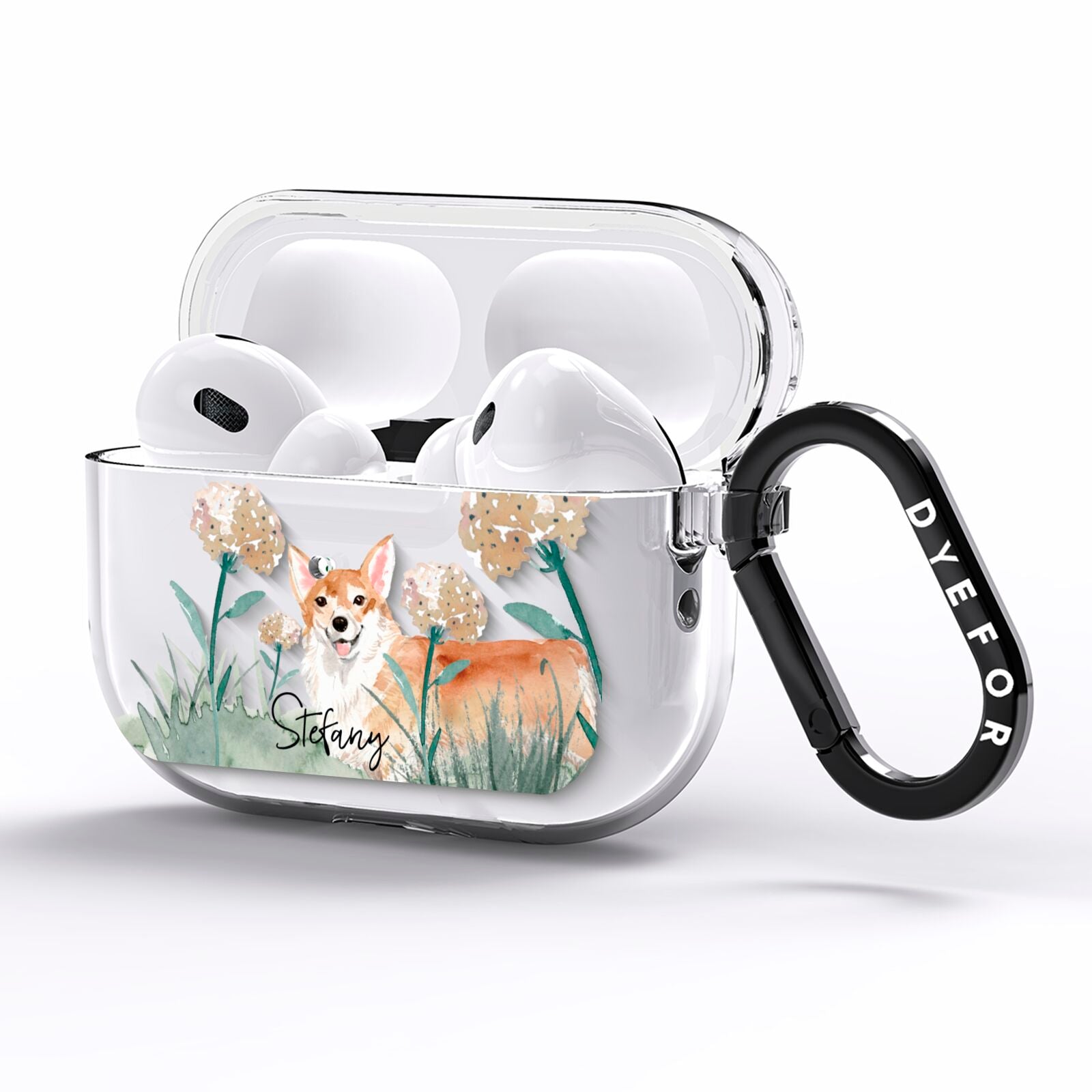 Personalised Welsh Corgi Dog AirPods Pro Clear Case Side Image