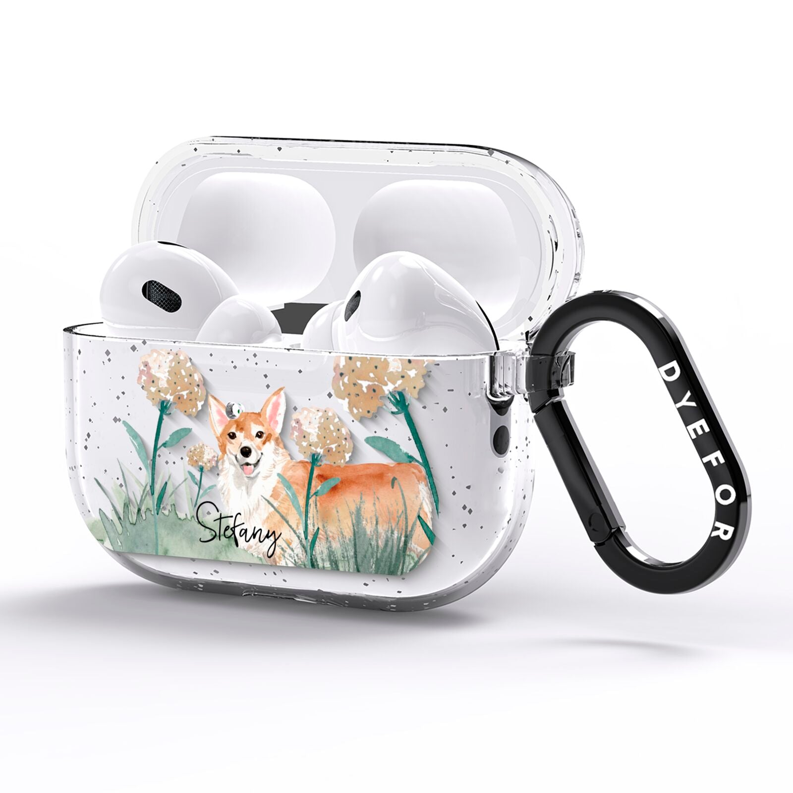 Personalised Welsh Corgi Dog AirPods Pro Glitter Case Side Image