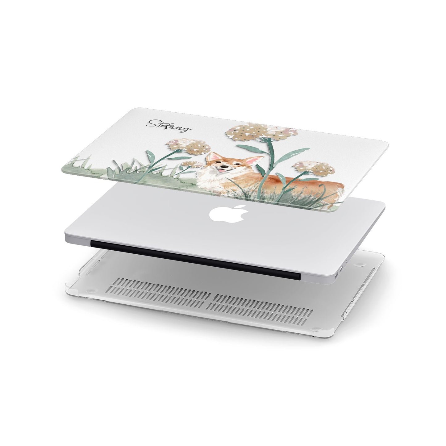 Personalised Welsh Corgi Dog Apple MacBook Case in Detail