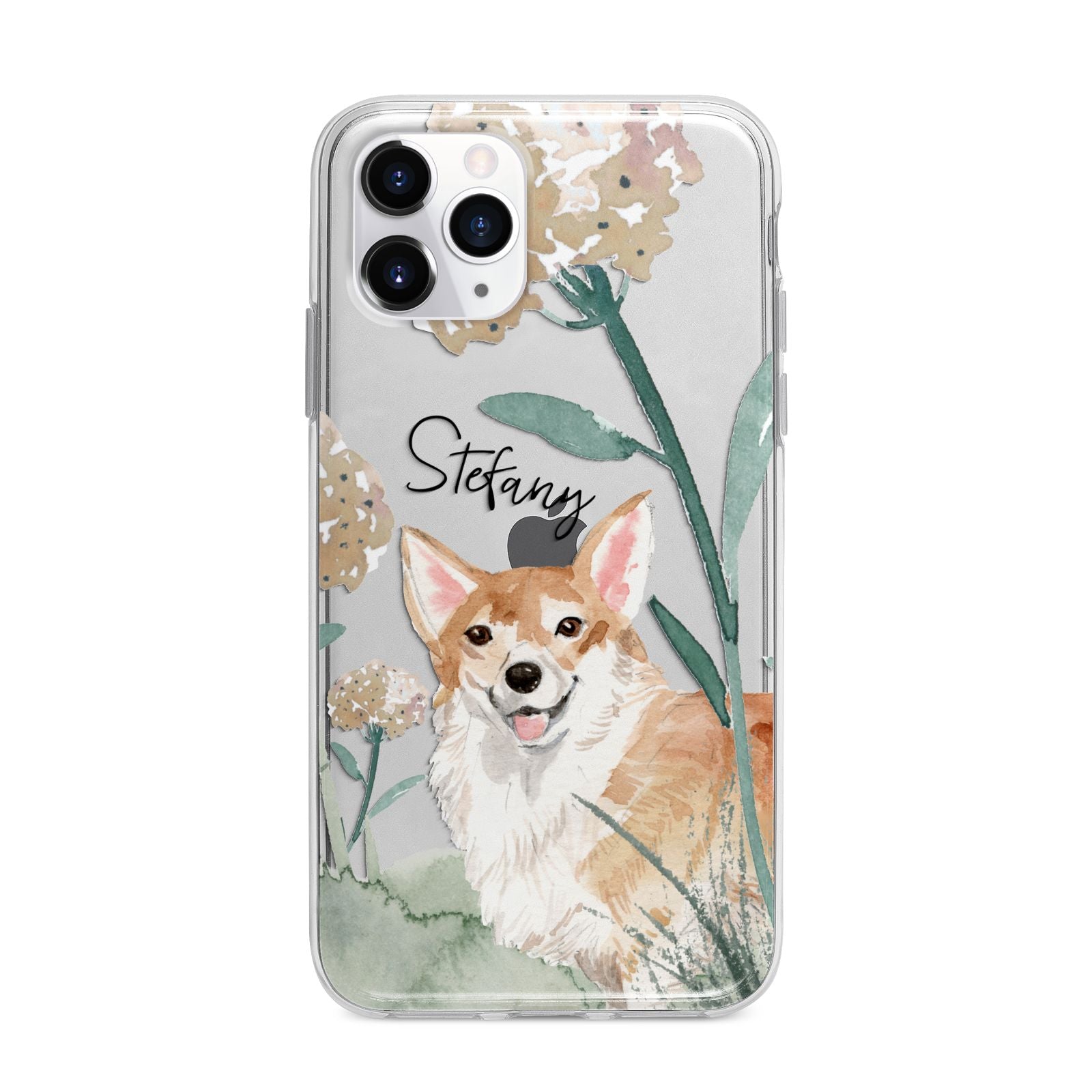 Personalised Welsh Corgi Dog Apple iPhone 11 Pro in Silver with Bumper Case