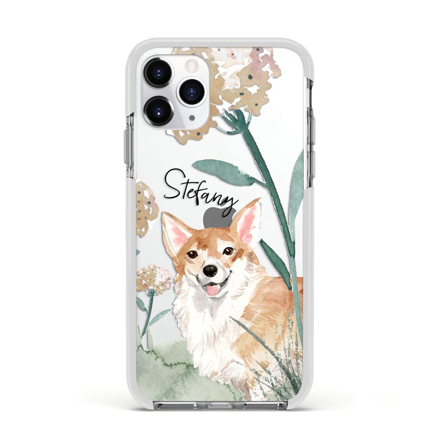 Personalised Welsh Corgi Dog Apple iPhone 11 Pro in Silver with White Impact Case