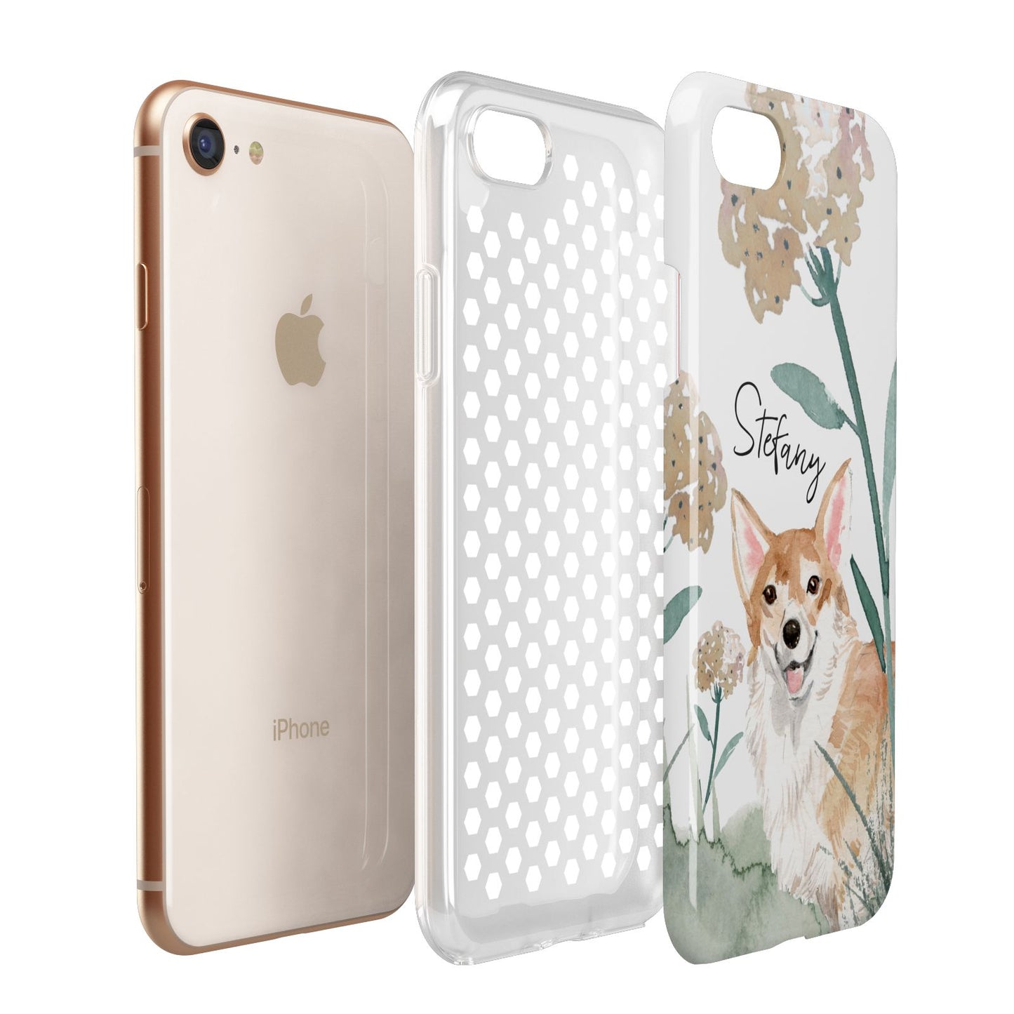Personalised Welsh Corgi Dog Apple iPhone 7 8 3D Tough Case Expanded View