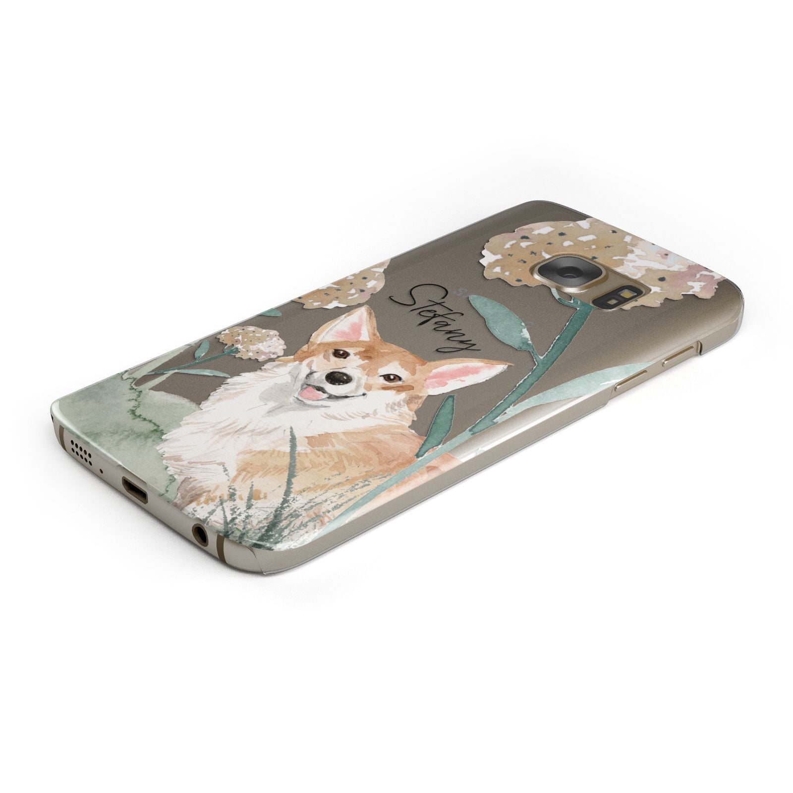Personalised Welsh Corgi Dog Protective Samsung Galaxy Case Angled Image