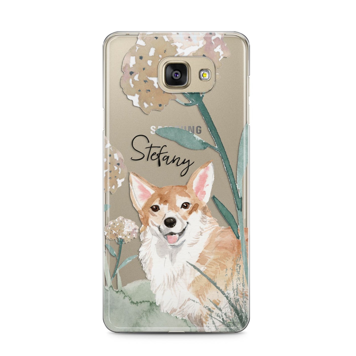 Personalised Welsh Corgi Dog Samsung Galaxy A5 2016 Case on gold phone