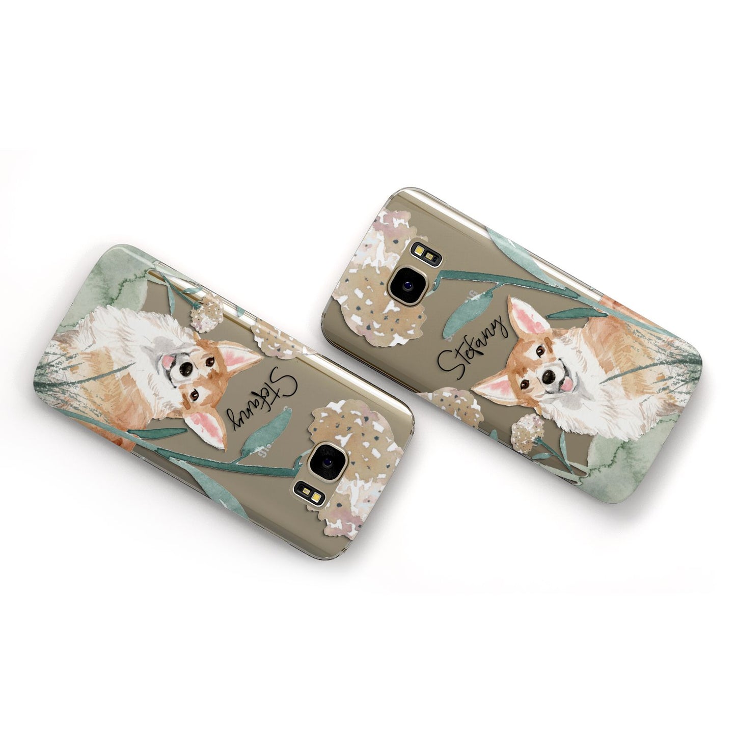 Personalised Welsh Corgi Dog Samsung Galaxy Case Flat Overview
