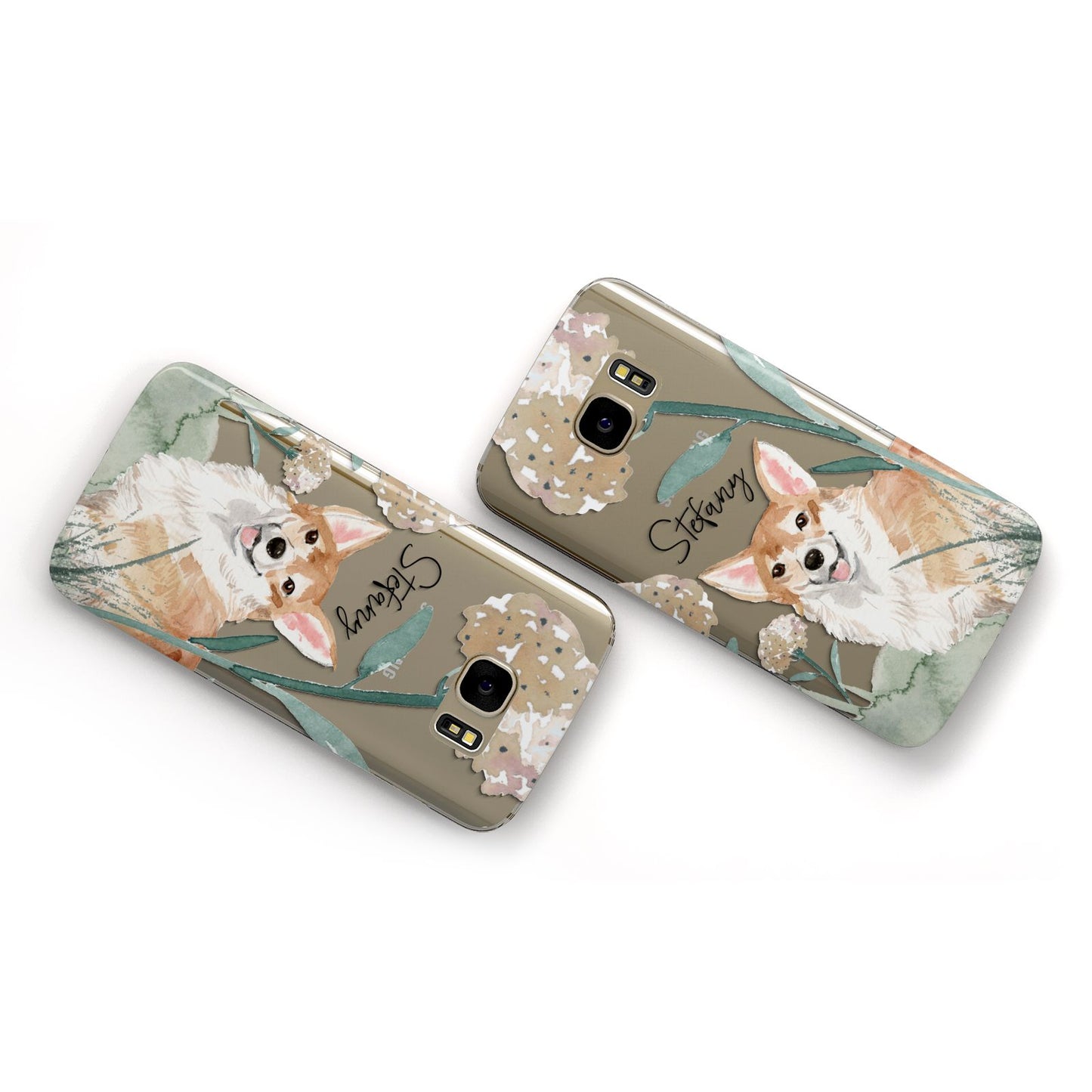 Personalised Welsh Corgi Dog Samsung Galaxy Case Flat Overview