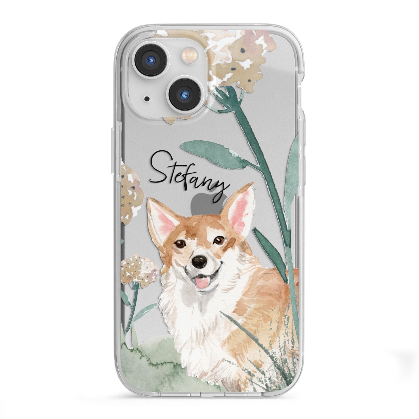 Personalised Welsh Corgi Dog iPhone 13 Mini TPU Impact Case with White Edges