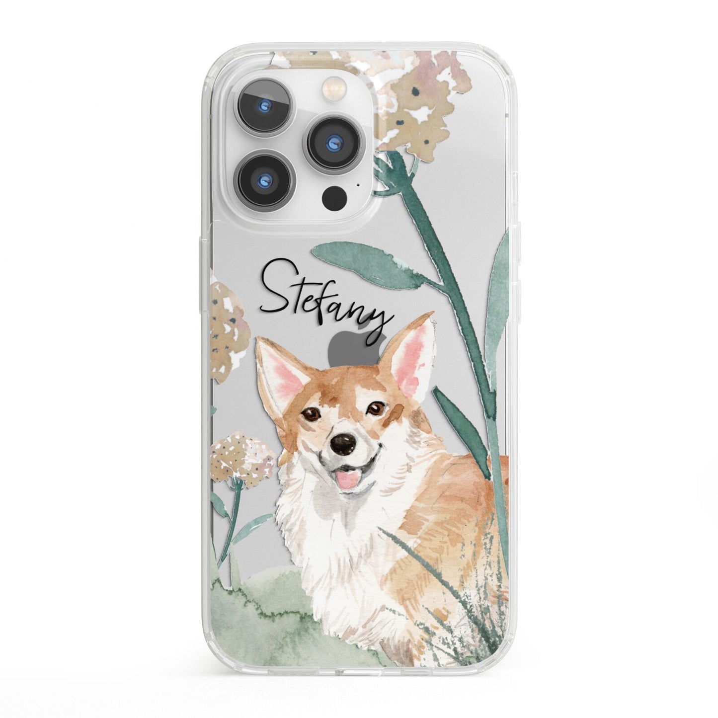 Personalised Welsh Corgi Dog iPhone 13 Pro Clear Bumper Case