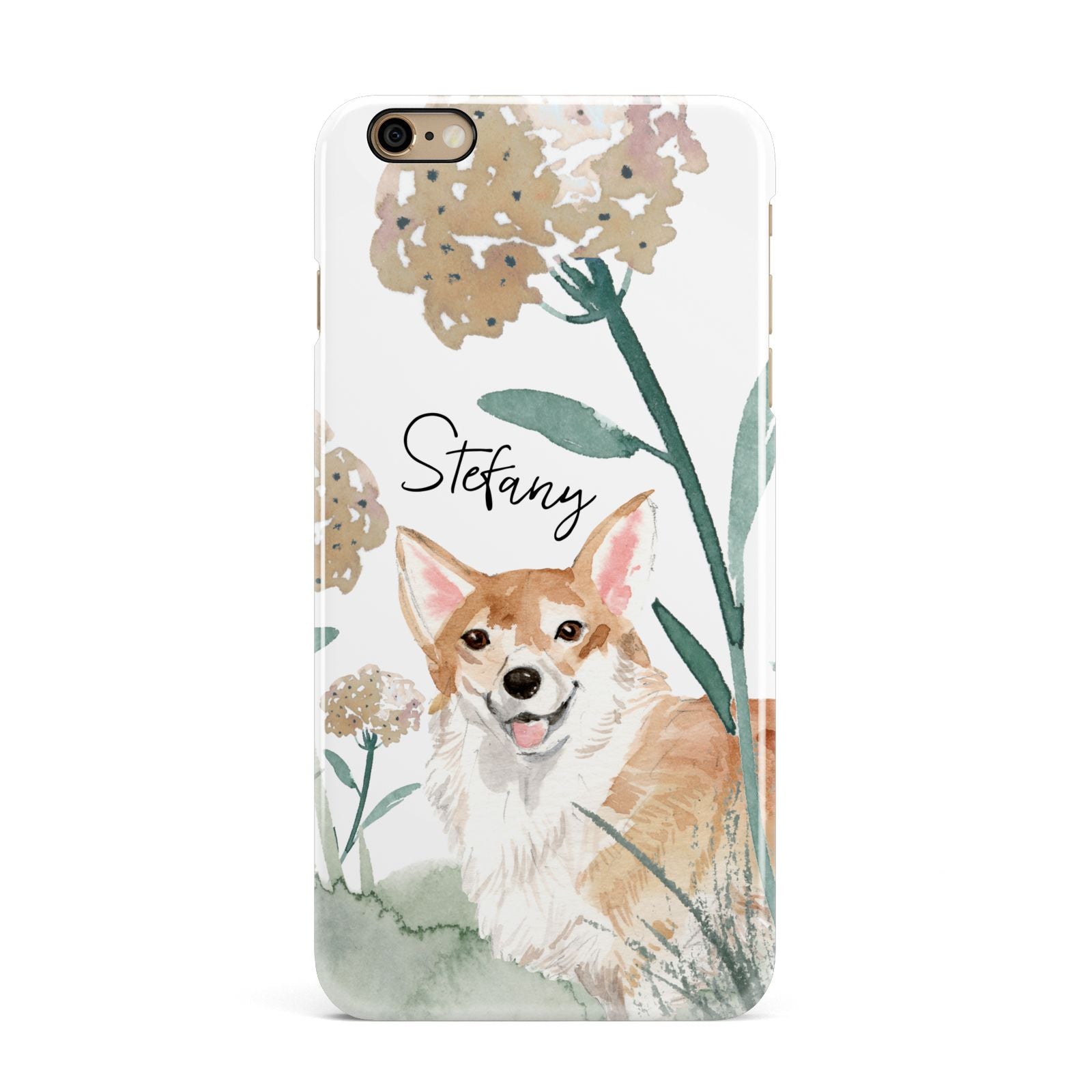 Personalised Welsh Corgi Dog iPhone 6 Plus 3D Snap Case on Gold Phone