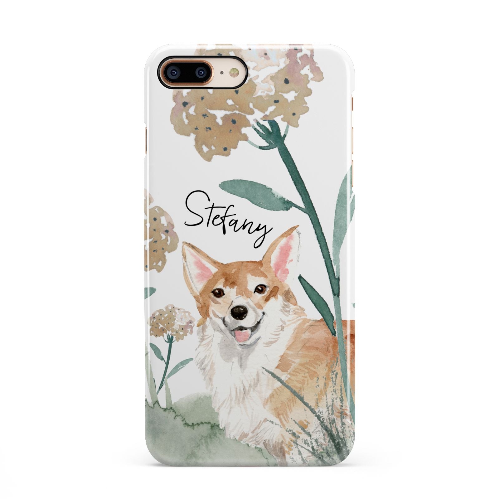 Personalised Welsh Corgi Dog iPhone 8 Plus 3D Snap Case on Gold Phone