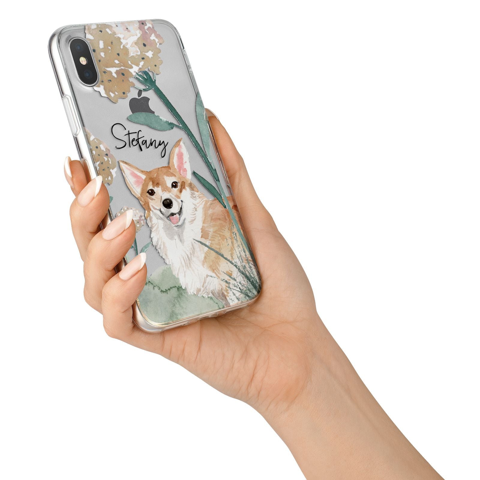 Personalised Welsh Corgi Dog iPhone X Bumper Case on Silver iPhone Alternative Image 2