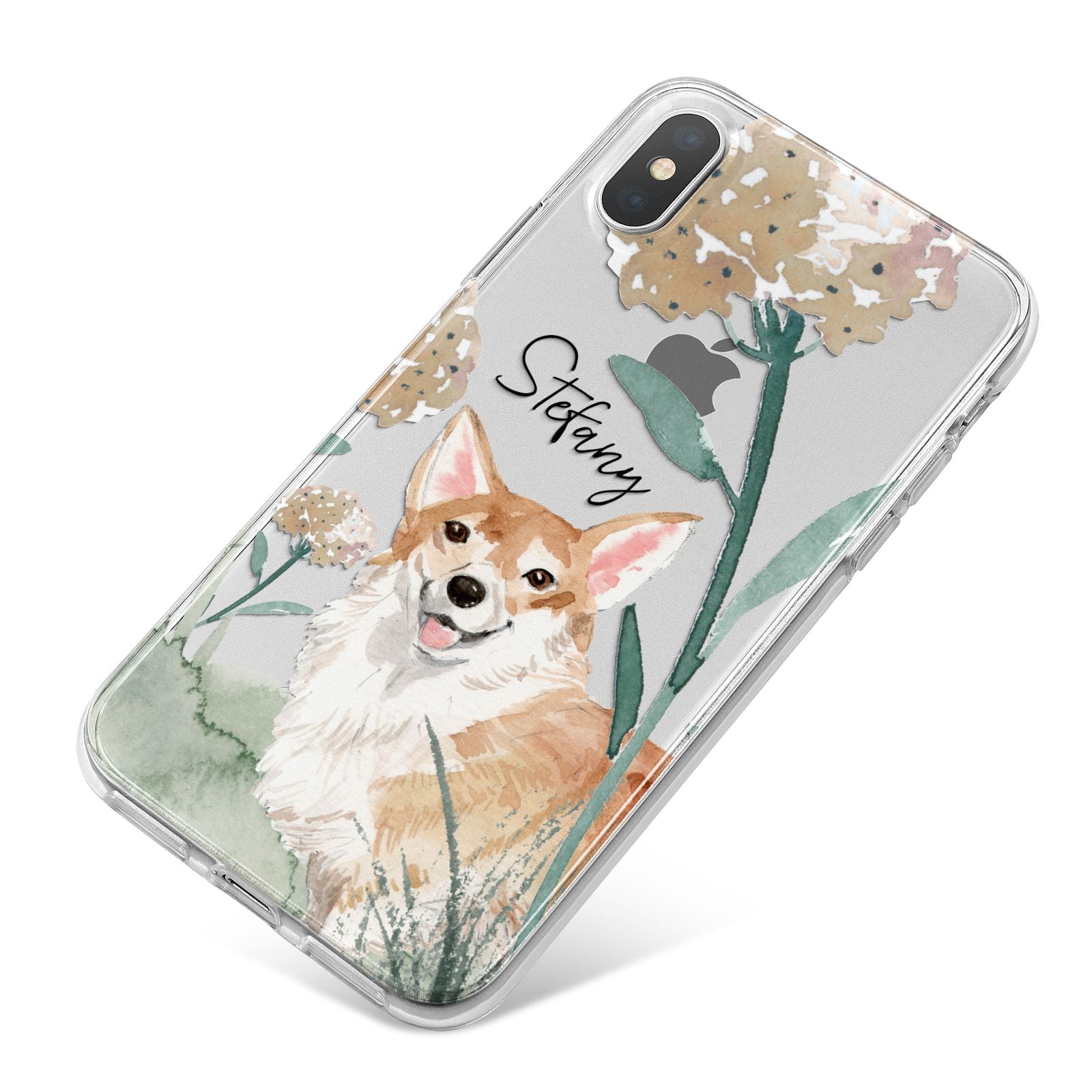 Personalised Welsh Corgi Dog iPhone X Bumper Case on Silver iPhone