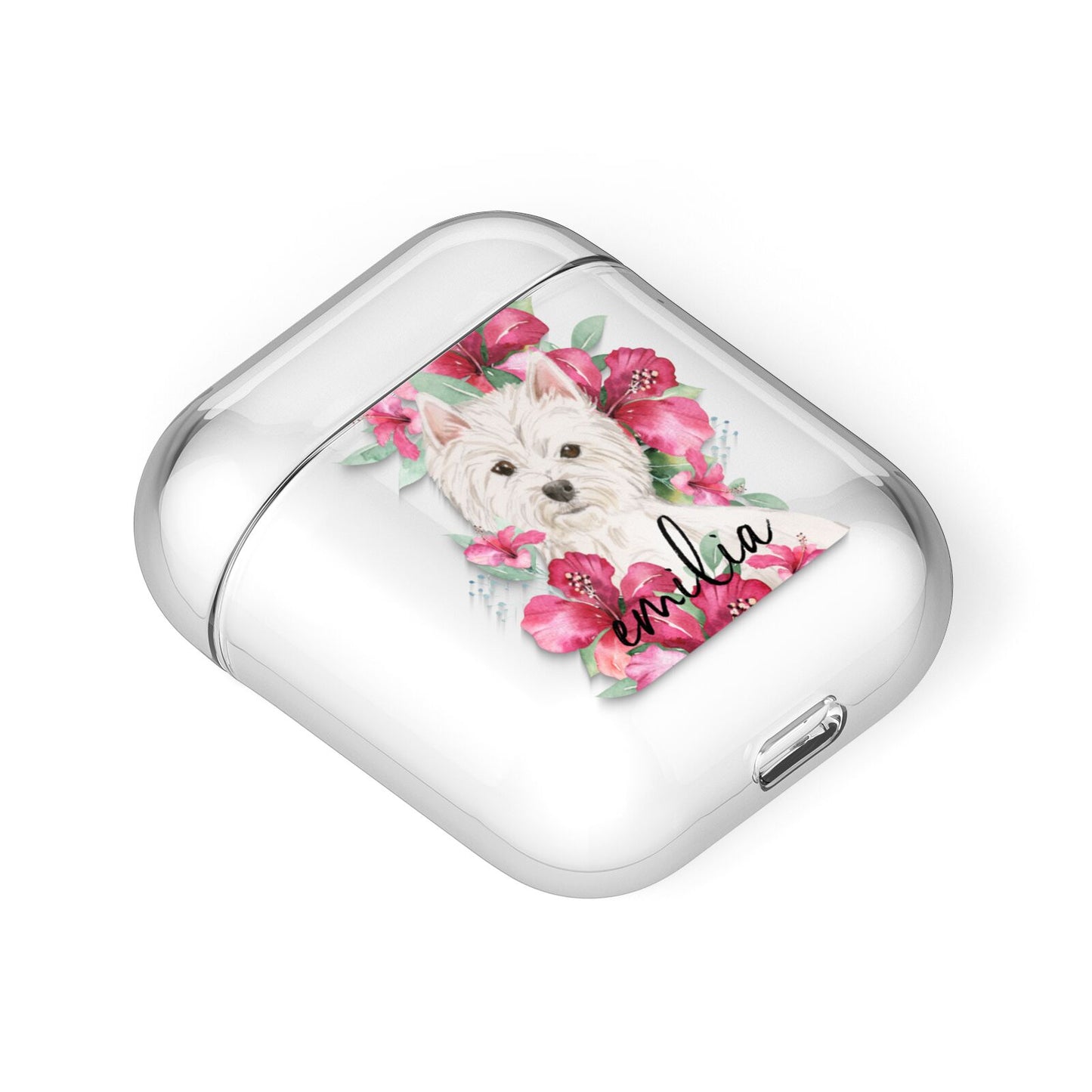 Personalised Westie Dog AirPods Case Laid Flat