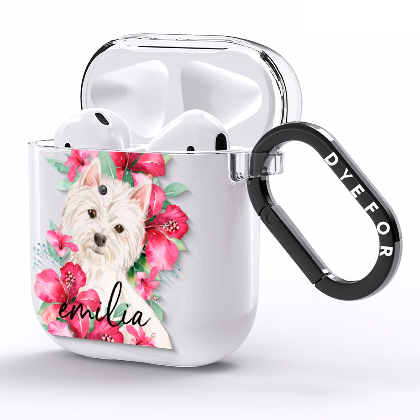 Personalised Westie Dog AirPods Clear Case Side Image