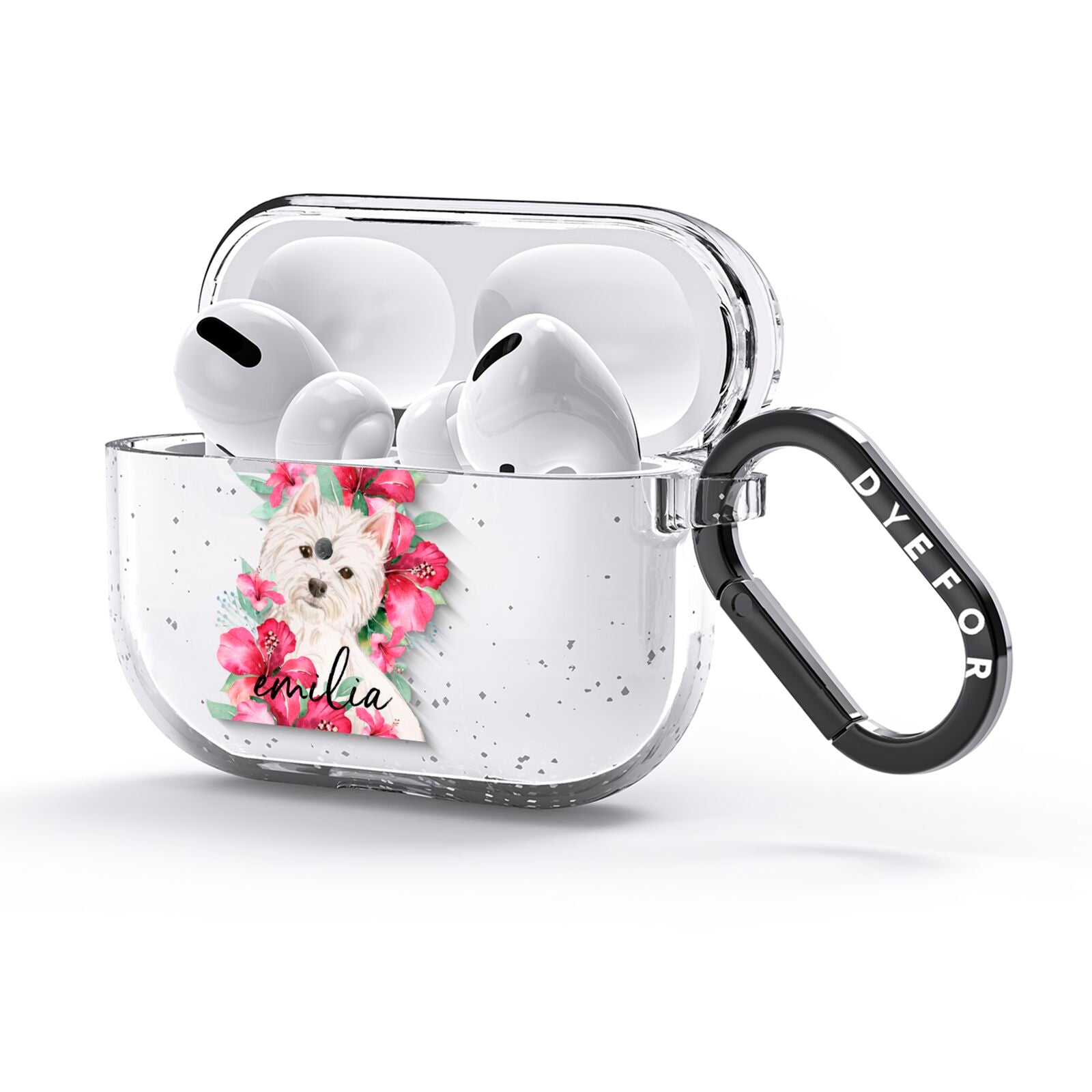 Personalised Westie Dog AirPods Glitter Case 3rd Gen Side Image