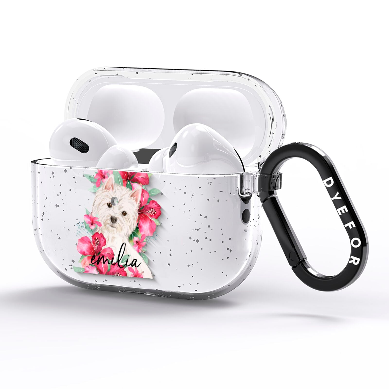 Personalised Westie Dog AirPods Pro Glitter Case Side Image