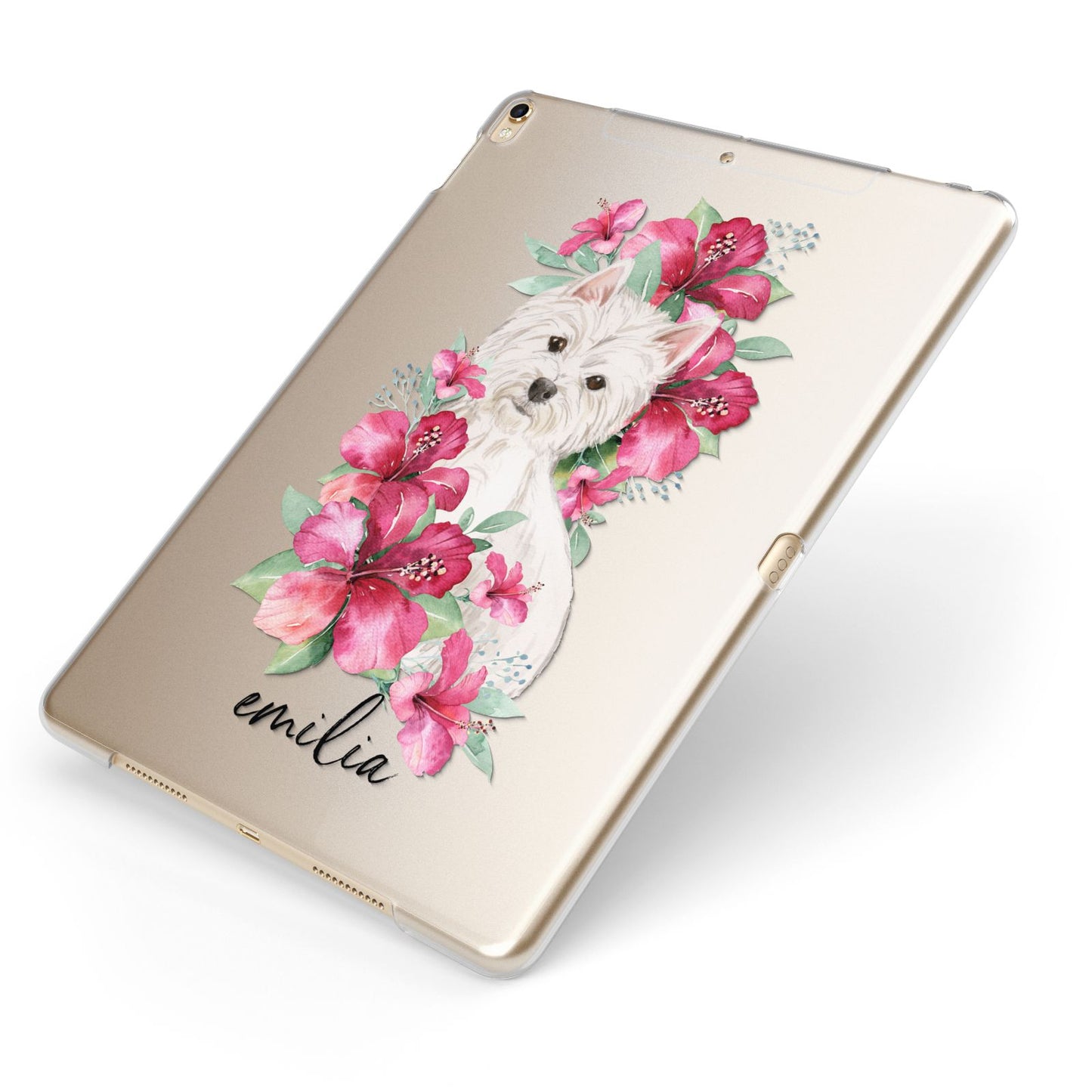 Personalised Westie Dog Apple iPad Case on Gold iPad Side View