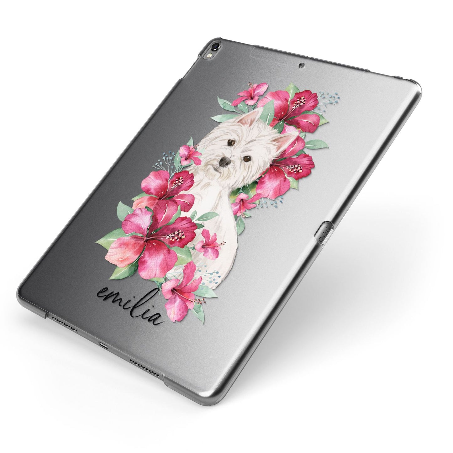 Personalised Westie Dog Apple iPad Case on Grey iPad Side View
