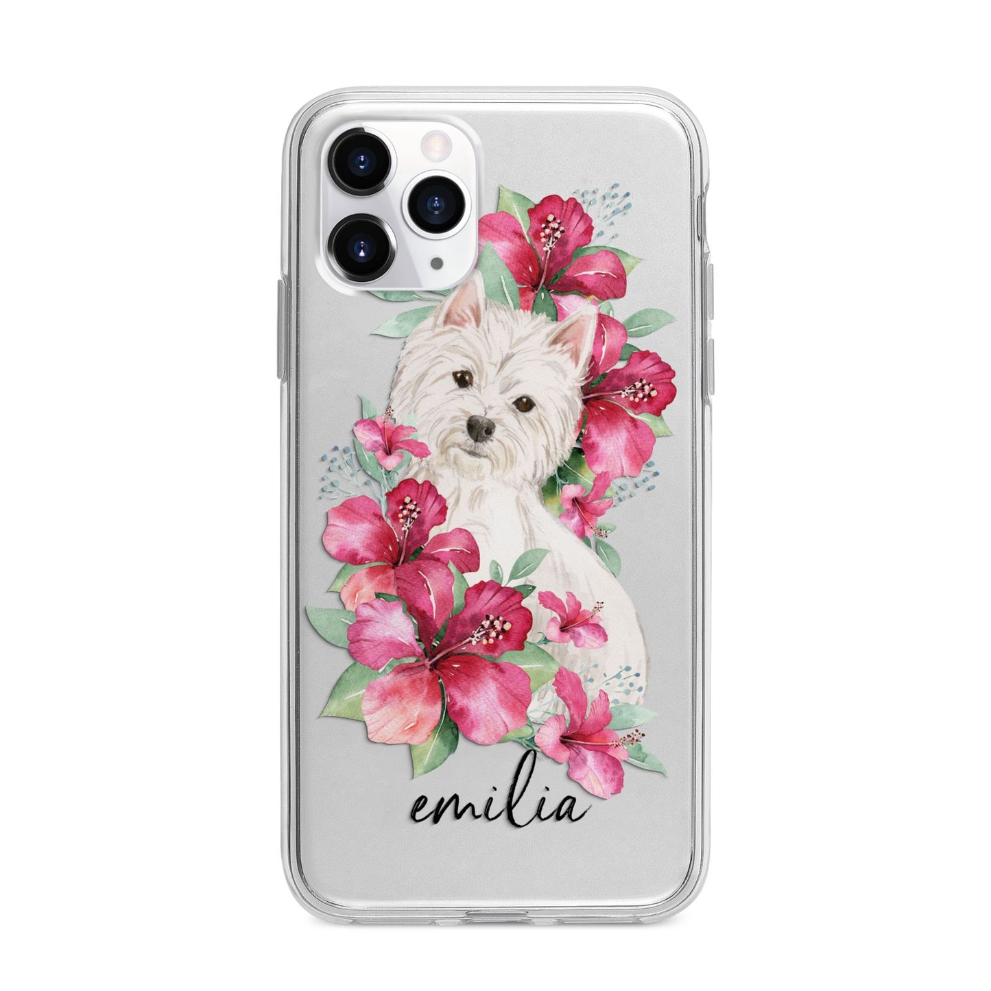 Personalised Westie Dog Apple iPhone 11 Pro in Silver with Bumper Case
