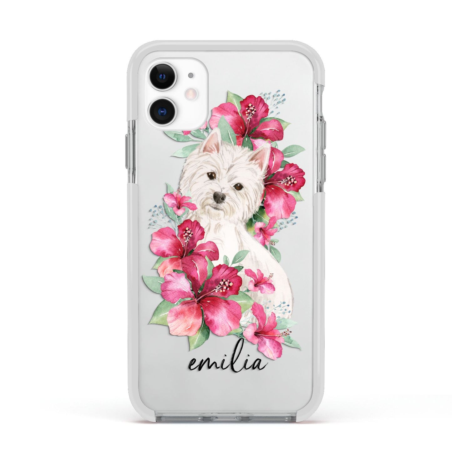 Personalised Westie Dog Apple iPhone 11 in White with White Impact Case