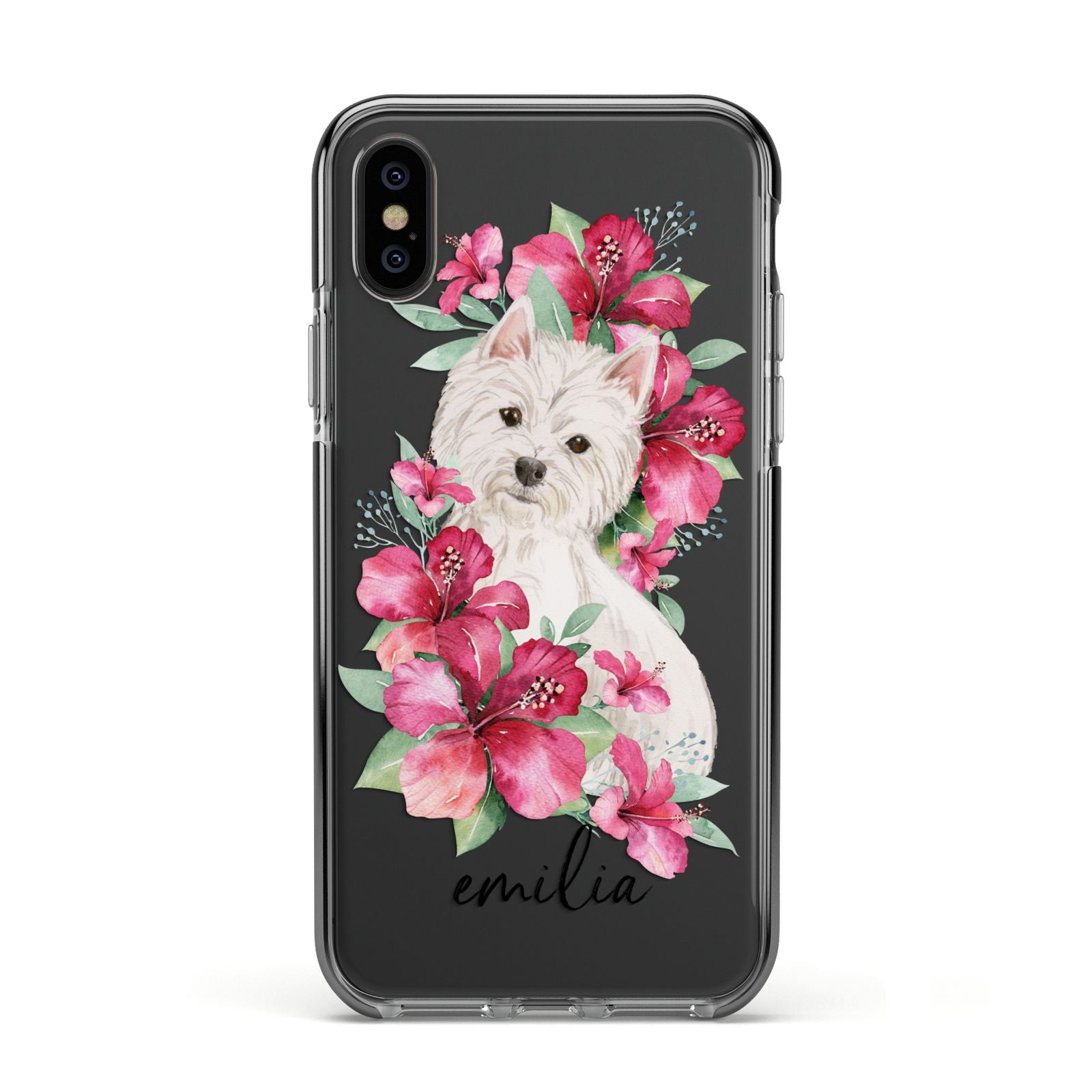 Personalised Westie Dog Apple iPhone Xs Impact Case Black Edge on Black Phone