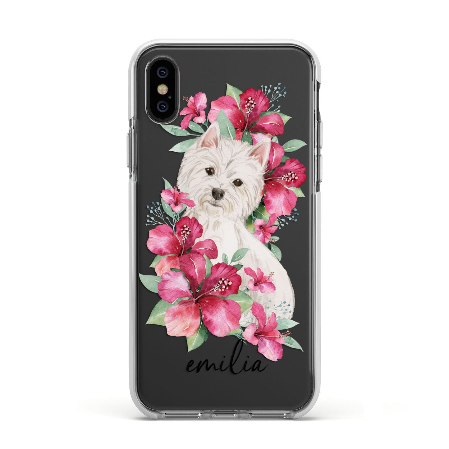 Personalised Westie Dog Apple iPhone Xs Impact Case White Edge on Black Phone